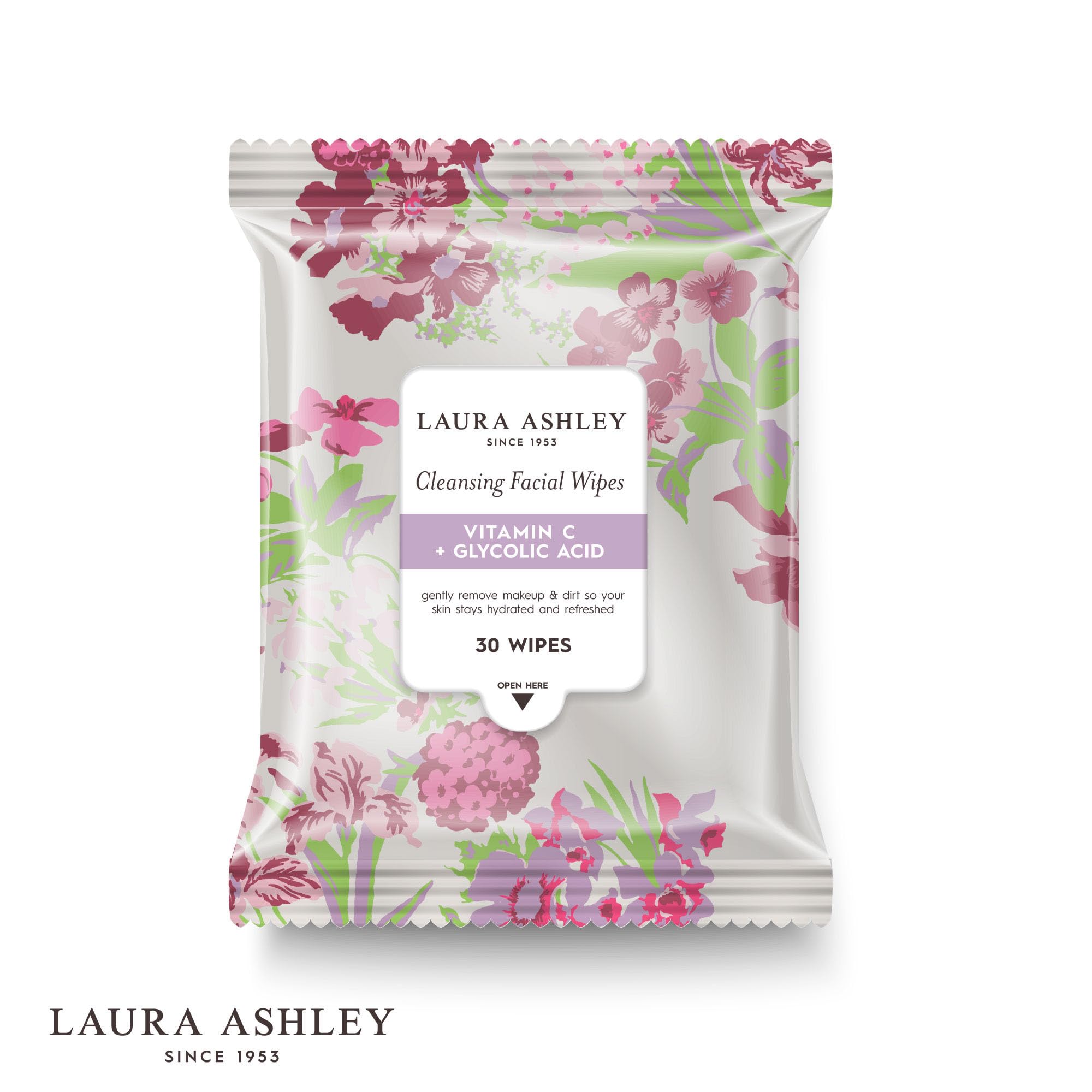 Laura Ashley 4-Pack Face Wipes for Women – Makeup Remover, Vitamin C, Retinol, Hyaluronic Acid | 120 Wipes