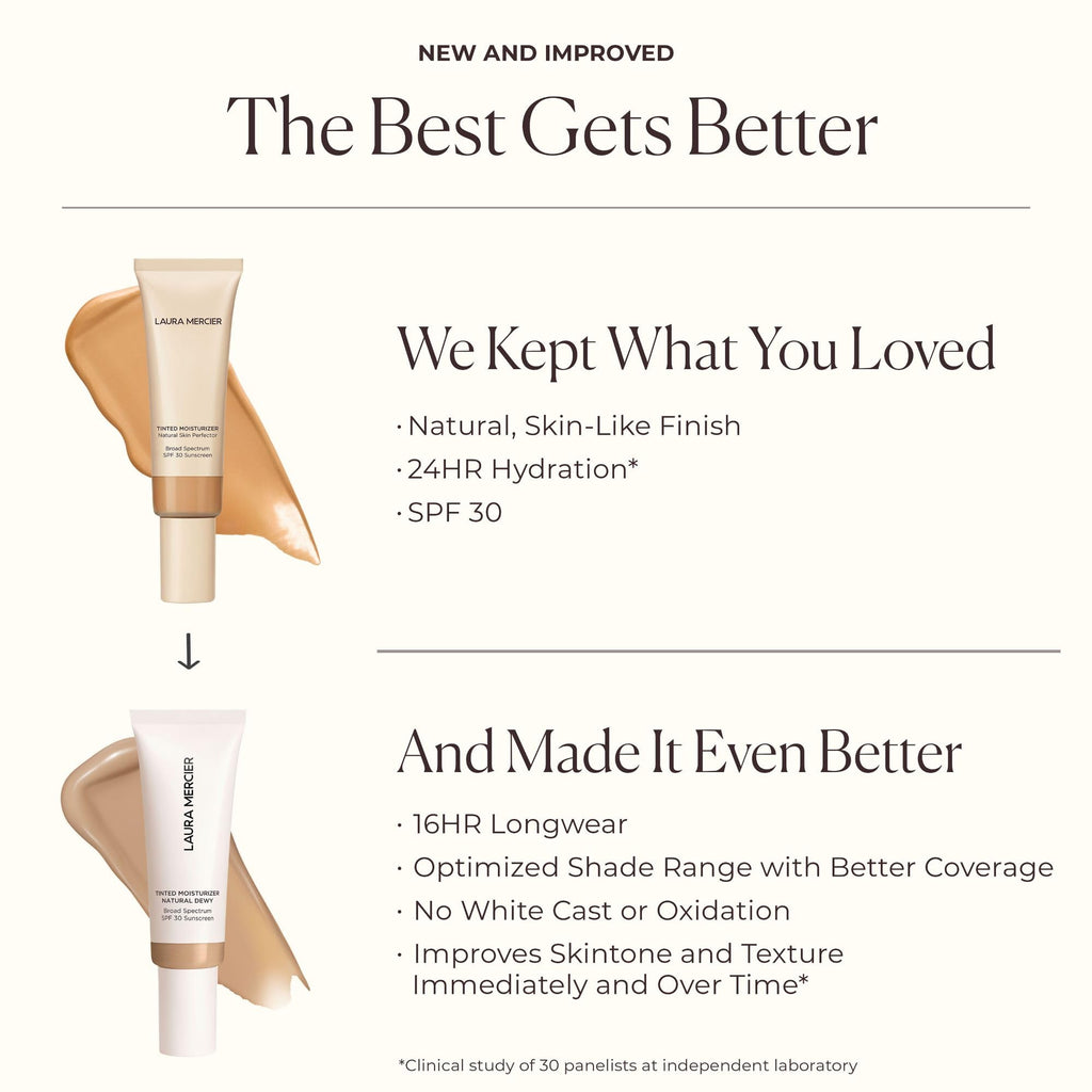 Laura Mercier Tinted Moisturizer Natural Dewy SPF 30 – 24HR Hydration, Buildable Coverage