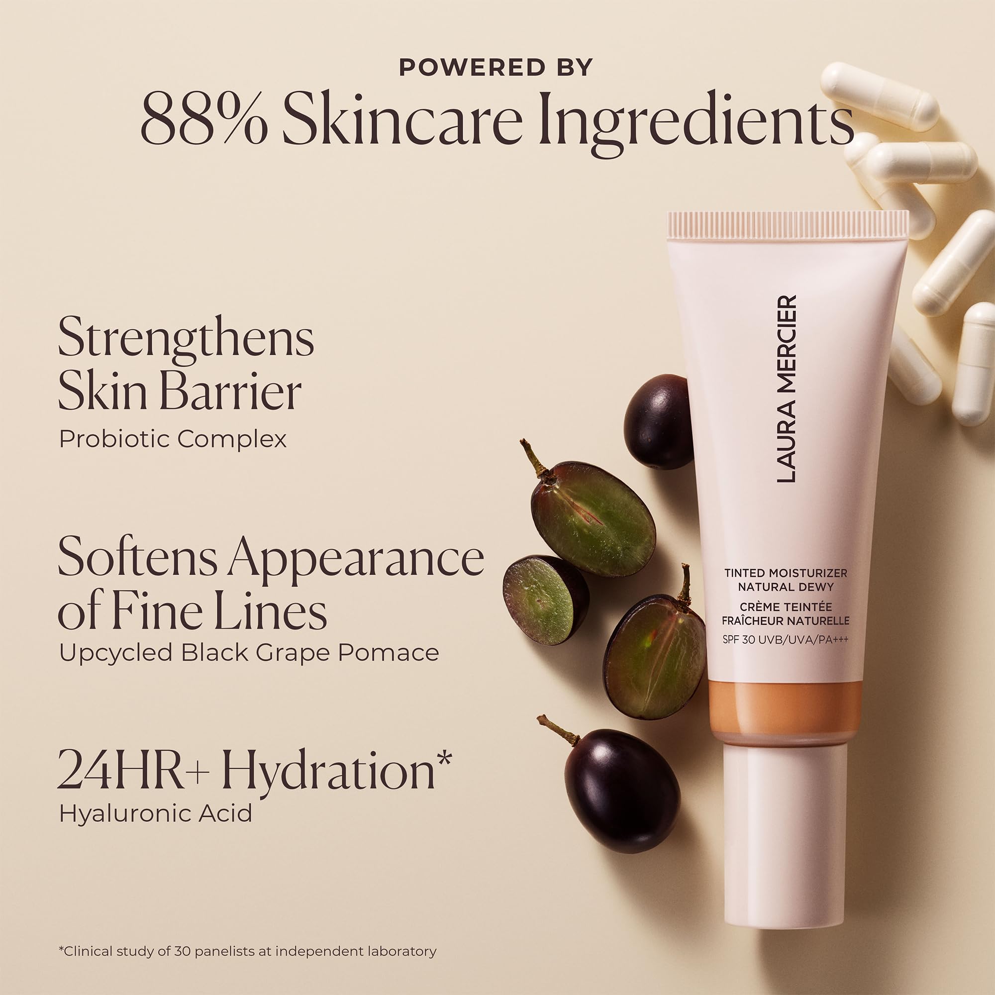 Laura Mercier Tinted Moisturizer Natural Dewy SPF 30 | 3N Sand Mini Size | Buildable Sheer to Light Coverage