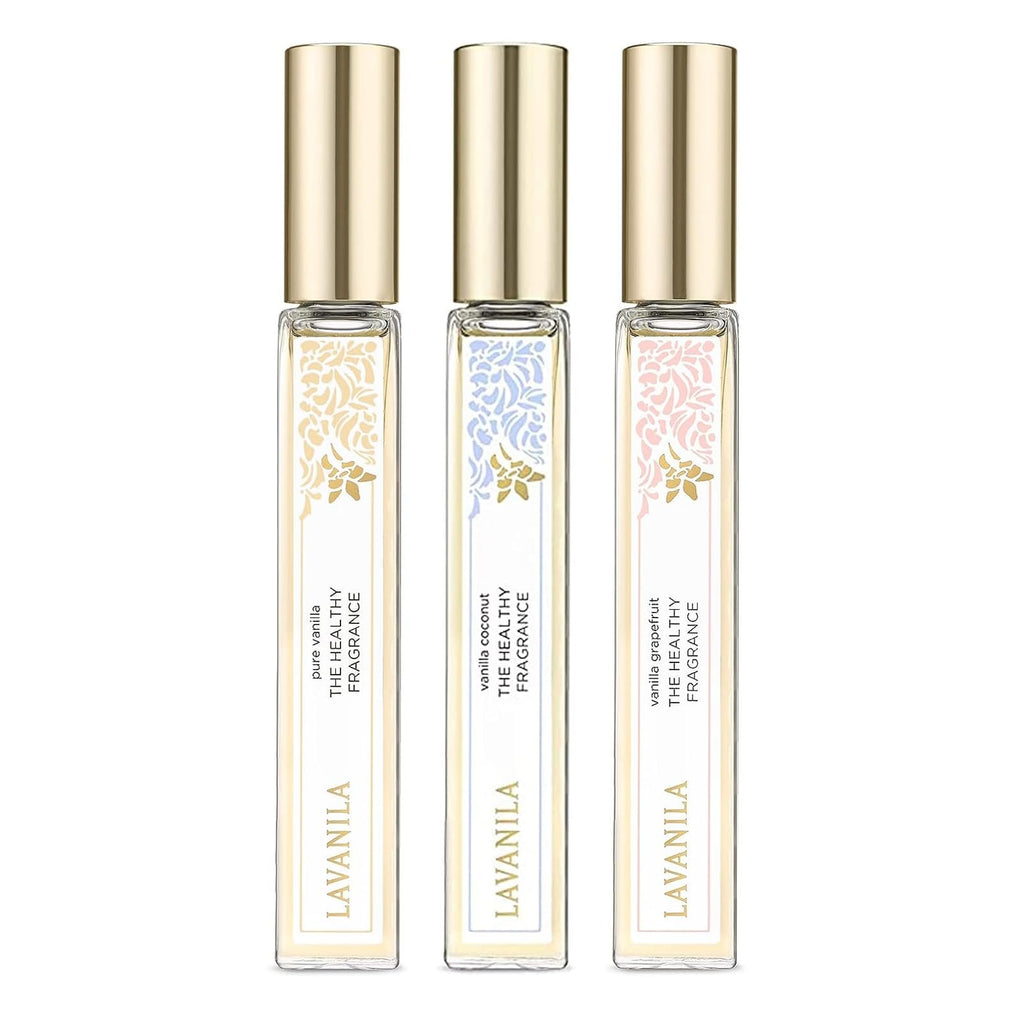 Lavanila Roller Perfume Set of 3 – Pure Vanilla, Vanilla Coconut & Grapefruit | Clean, Natural Fragrance for Women
