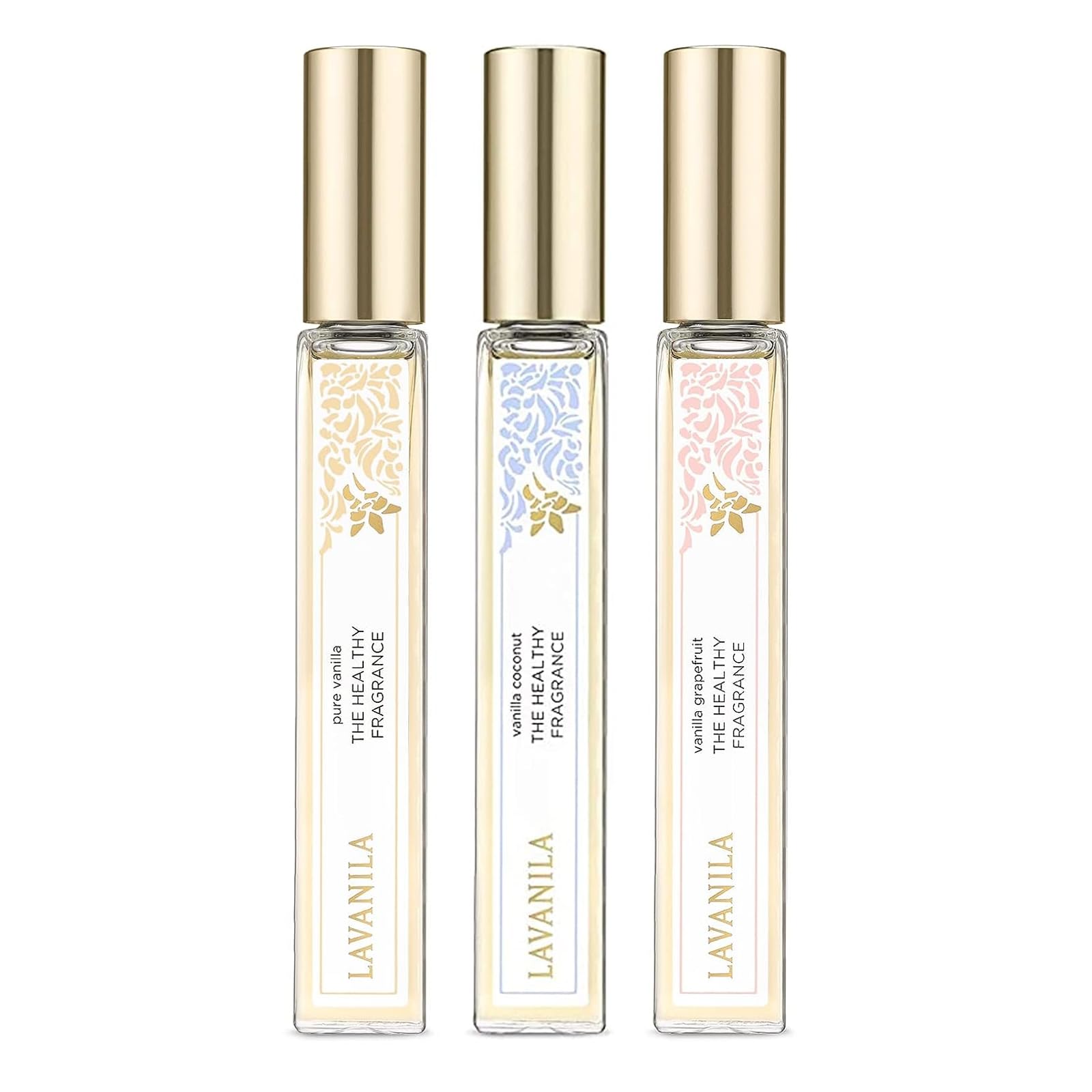 Lavanila Roller Perfume Set of 3 – Pure Vanilla, Vanilla Coconut & Grapefruit | Clean, Natural Fragrance for Women