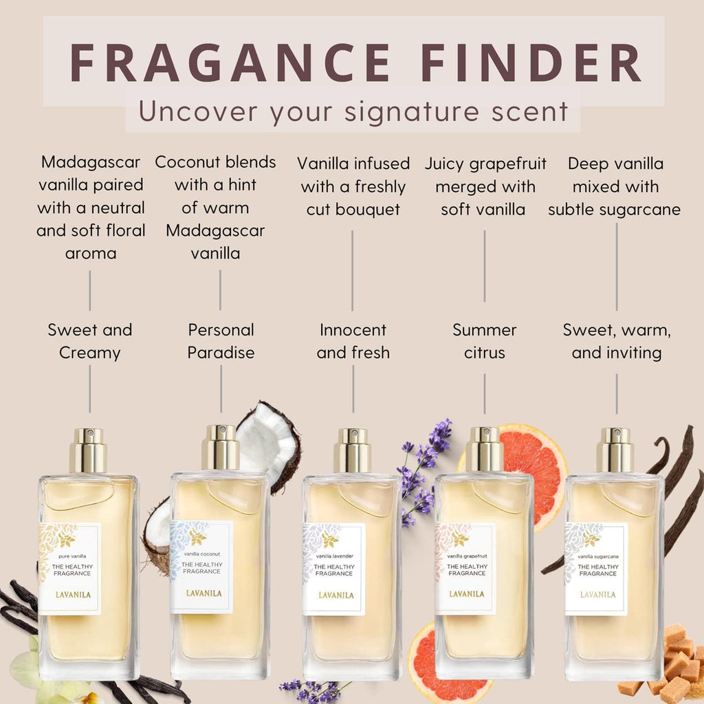 Lavanila Roller Perfume Set of 3 – Pure Vanilla, Vanilla Coconut & Grapefruit | Clean, Natural Fragrance for Women
