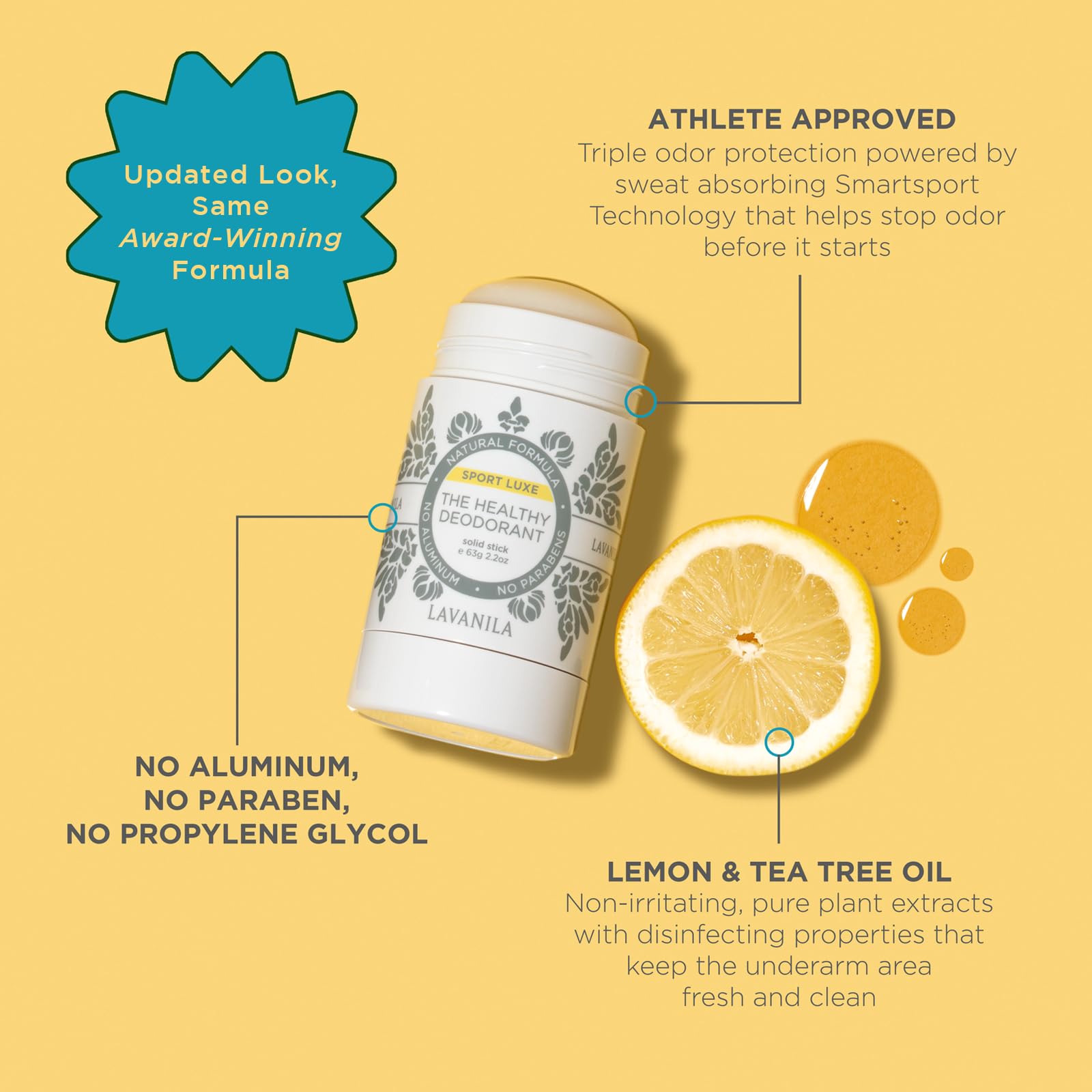 Lavanila Aluminum Free Deodorant: Sport Luxe + Vanilla Lavender, 2oz — Vegan & Cruelty-Free