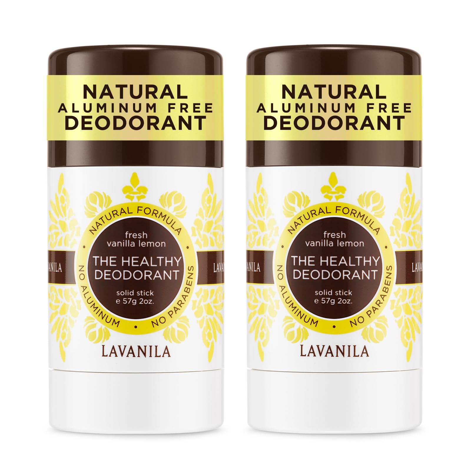 Lavanila Vanilla Lemon Deodorant for Women – 2-Pack, Aluminum-Free, Made in USA, Vegan