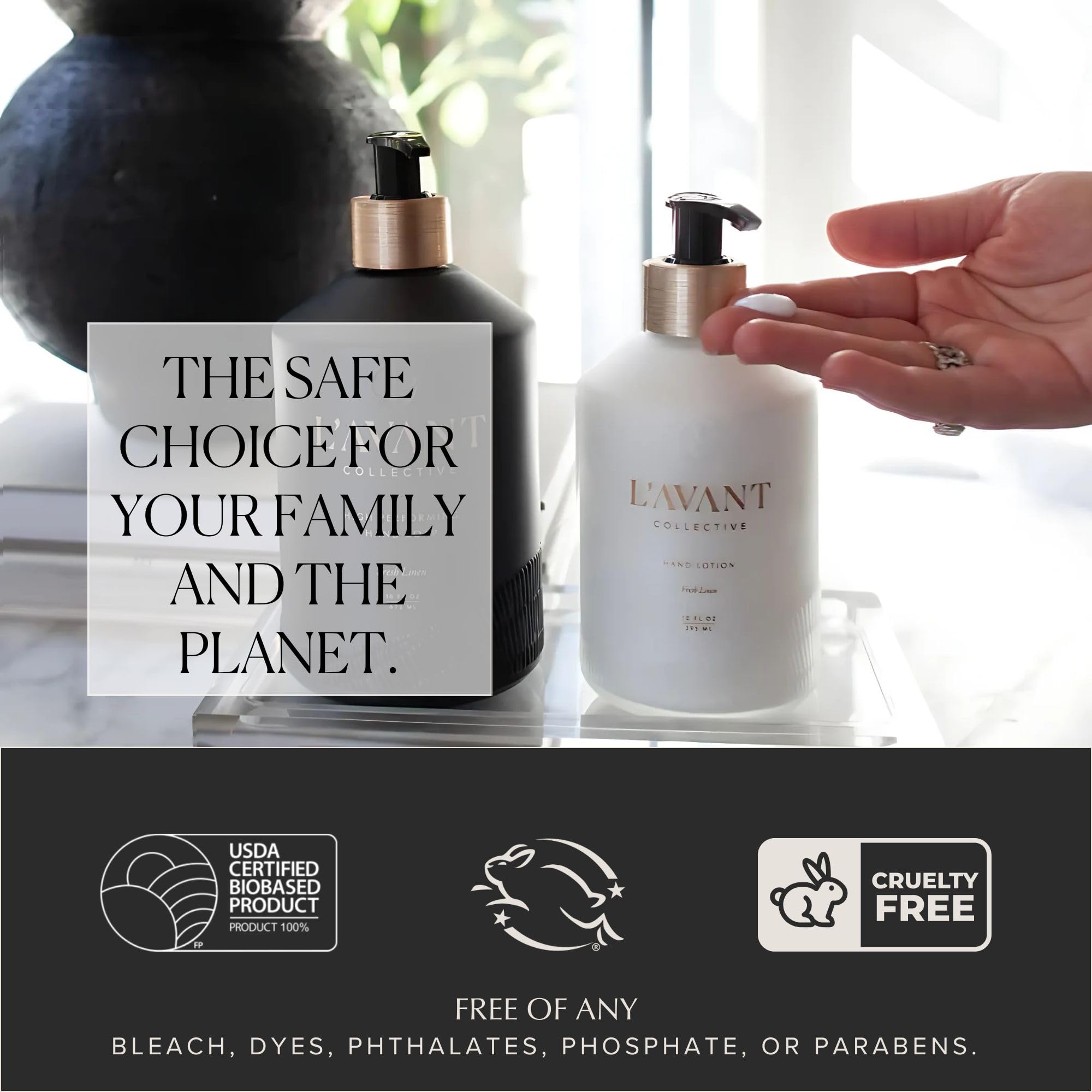 L'AVANT Collective Luxury Hand Lotion - Deep Hydration for Dry Hands, Nails & Cuticles (10 oz, Fresh Linen)