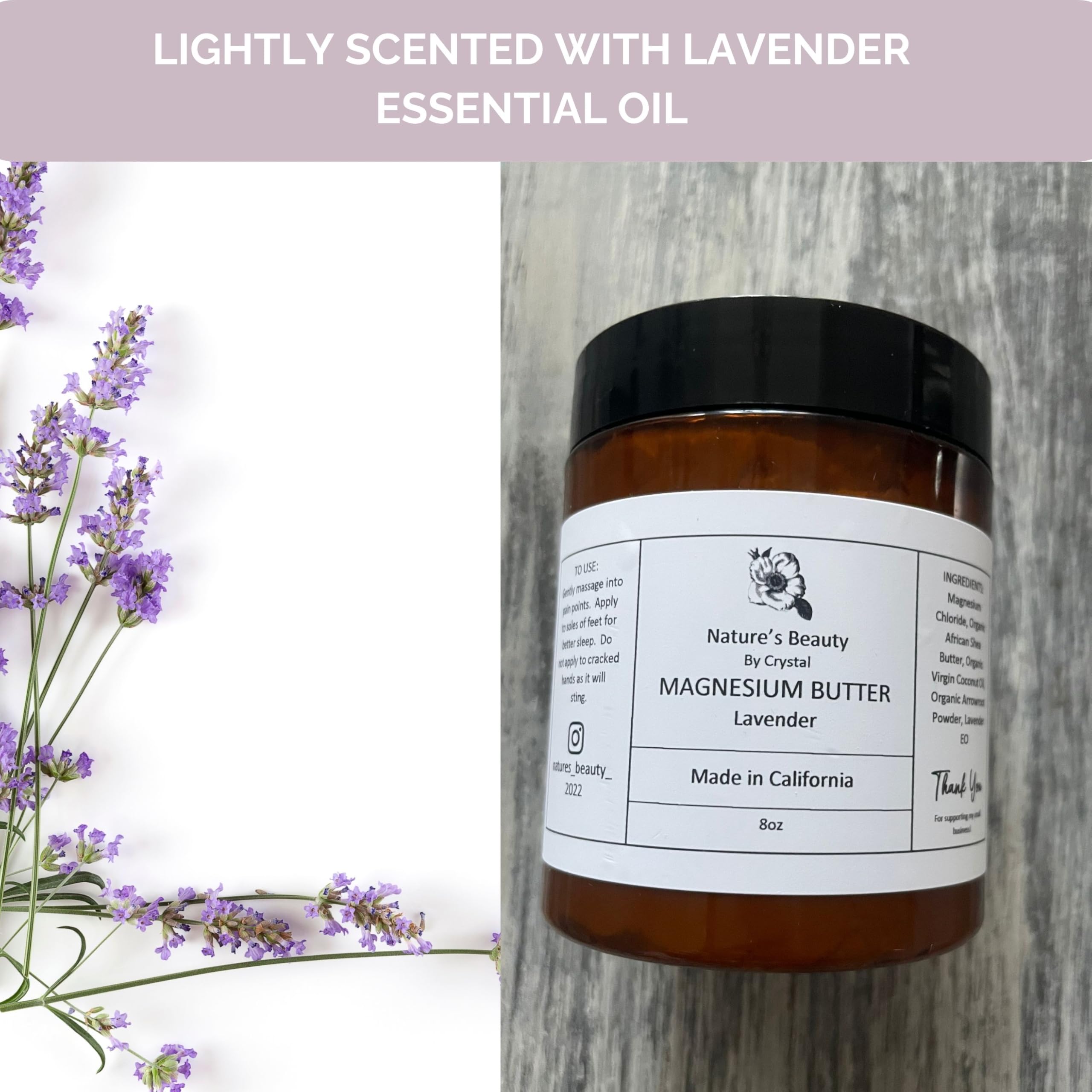 8oz Organic Lavender Magnesium Lotion – Handmade, All Natural, Vegan & Cruelty-Free, U.S.-Made
