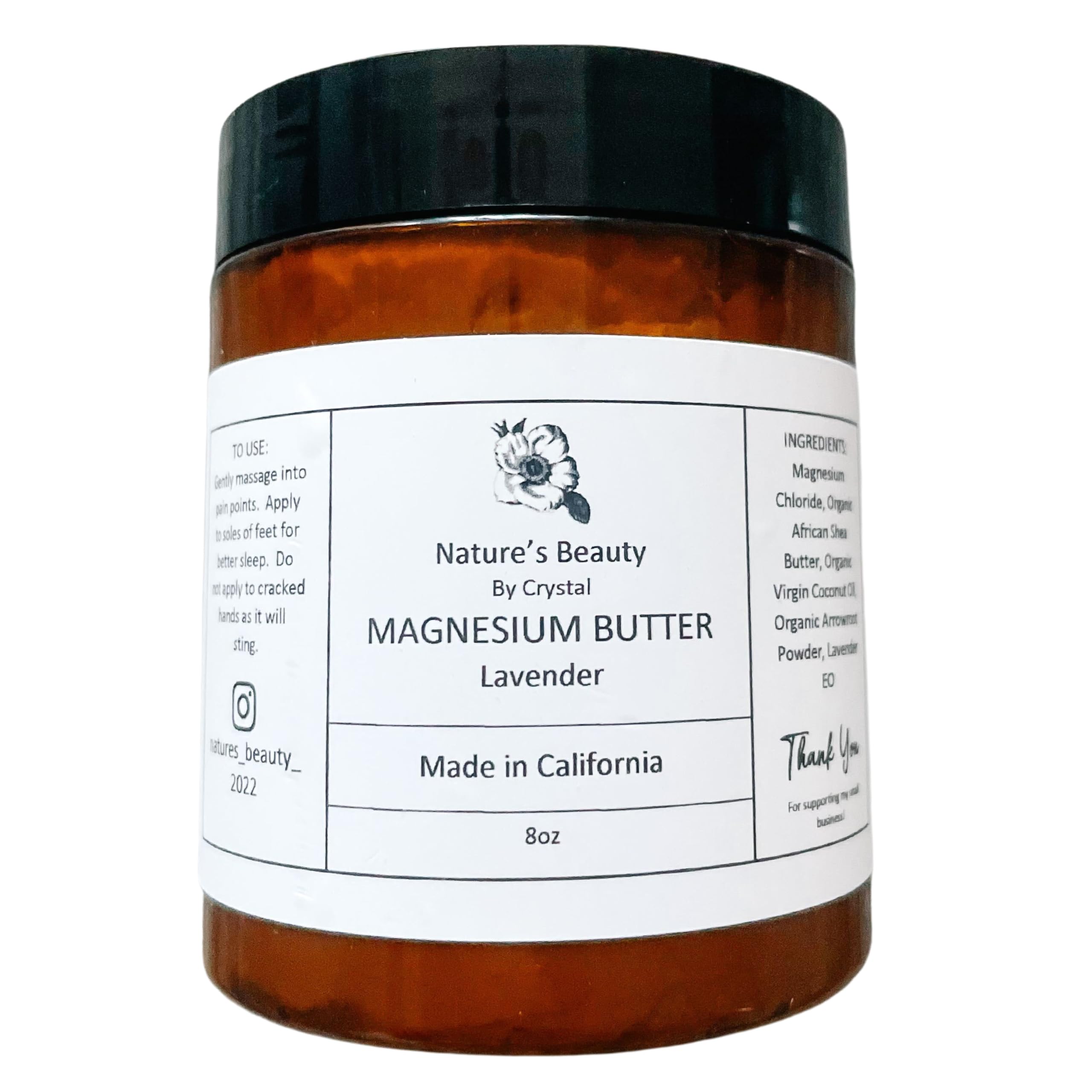 8oz Organic Lavender Magnesium Lotion – Handmade, All Natural, Vegan & Cruelty-Free, U.S.-Made