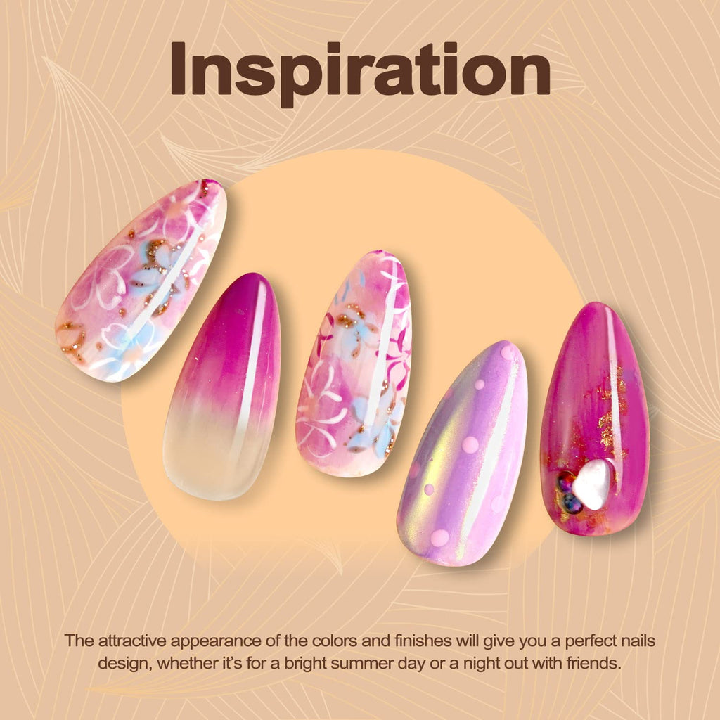 Lavender Violets 42-Piece Gel Nail Polish Set – 36 Colors + 6 Base/Top Coats, Glow in the Dark & Diamond Shine