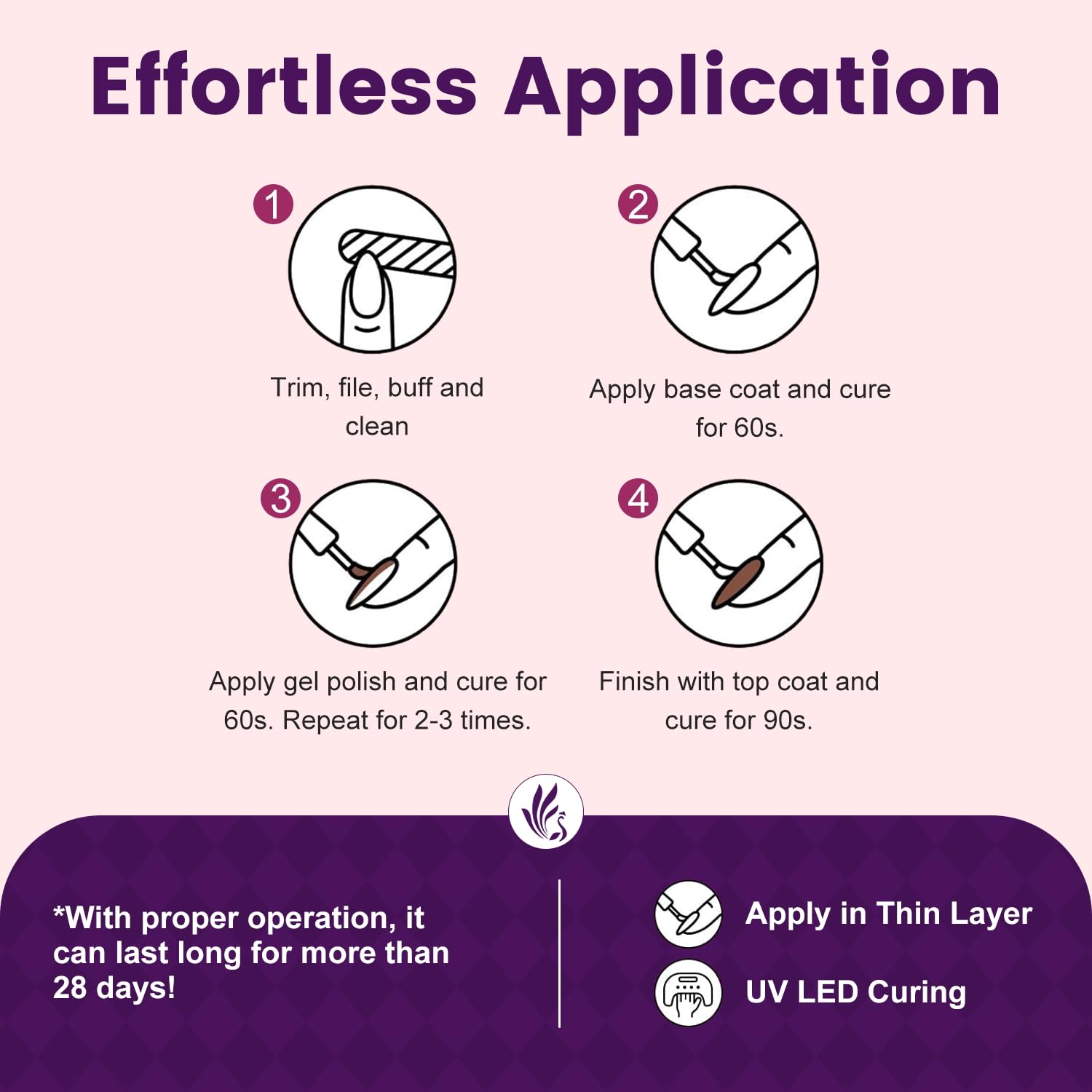 Lavender Violets 49 Pcs Gel Nail Polish Set | 45 Colors, Glossy & Matte Top Coats, UV/LED Ready A907