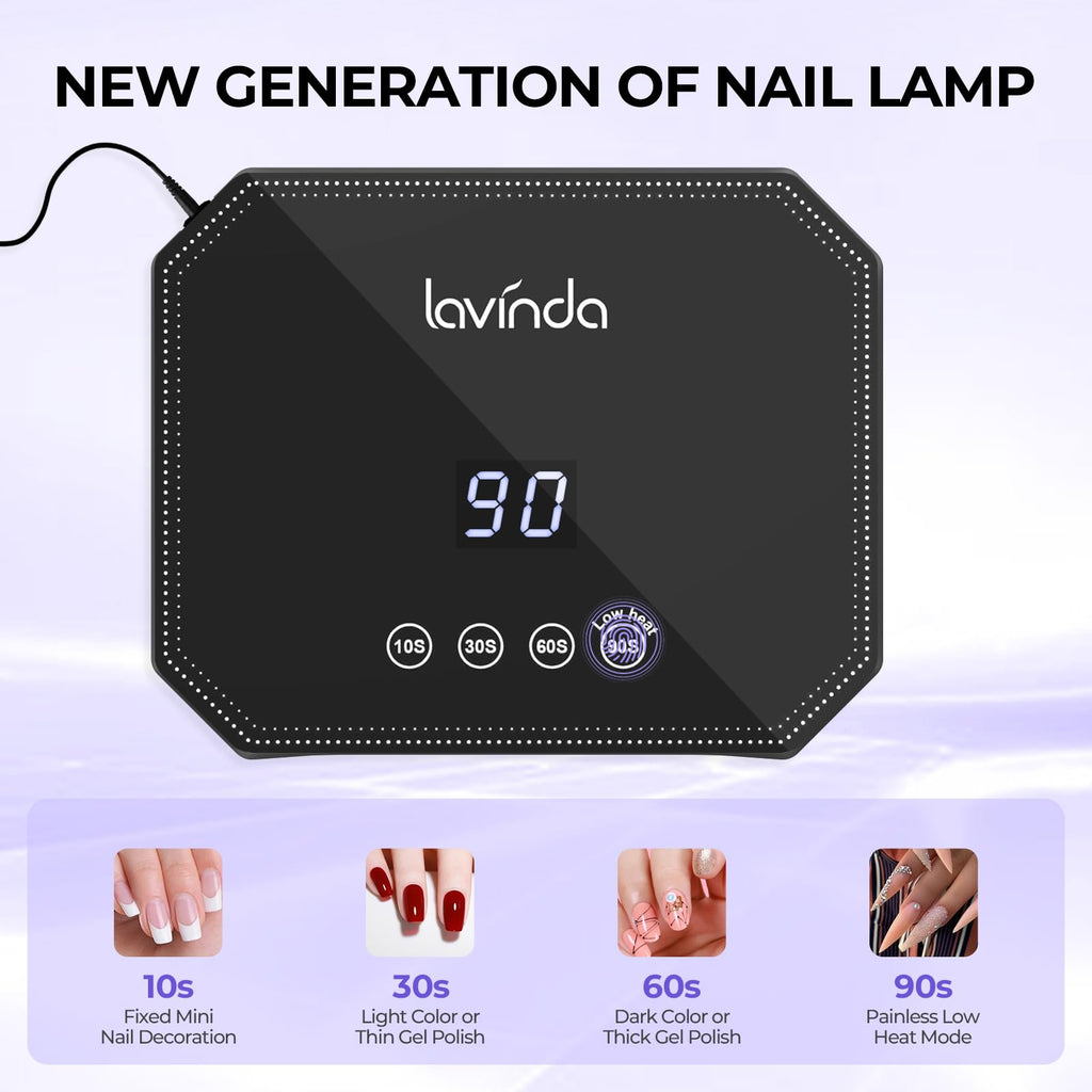 Lavinda 54W UV LED Nail Lamp – LCD Display, Auto Sensor, 4 Timers, Dual Wavelength