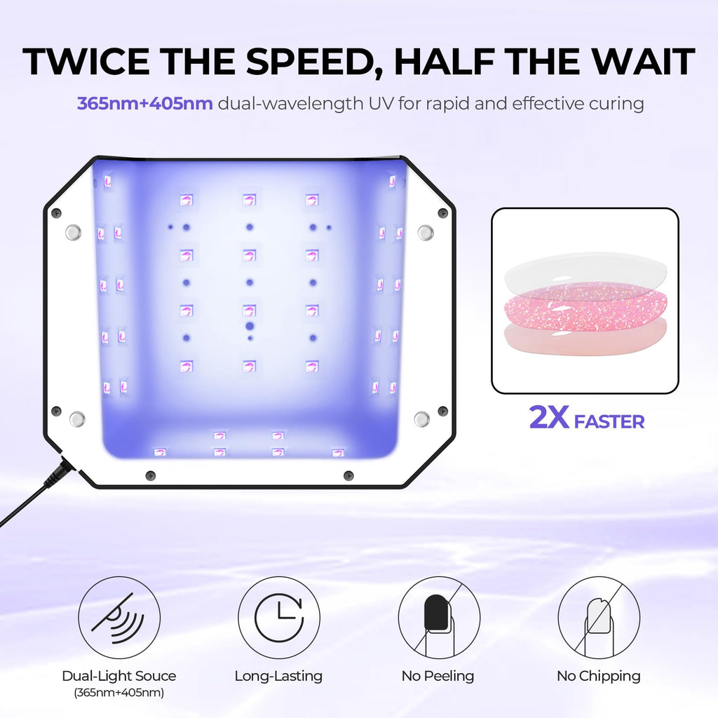 Lavinda 54W UV LED Nail Lamp – LCD Display, Auto Sensor, 4 Timers, Dual Wavelength
