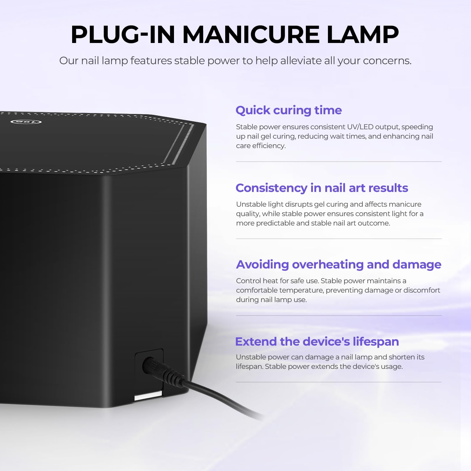 Lavinda 54W UV LED Nail Lamp – LCD Display, Auto Sensor, 4 Timers, Dual Wavelength