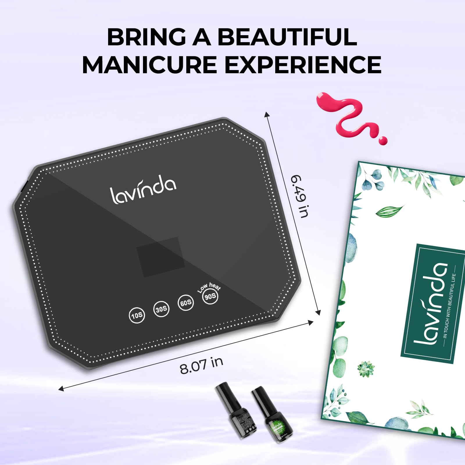 Lavinda 54W UV LED Nail Lamp – LCD Display, Auto Sensor, 4 Timers, Dual Wavelength
