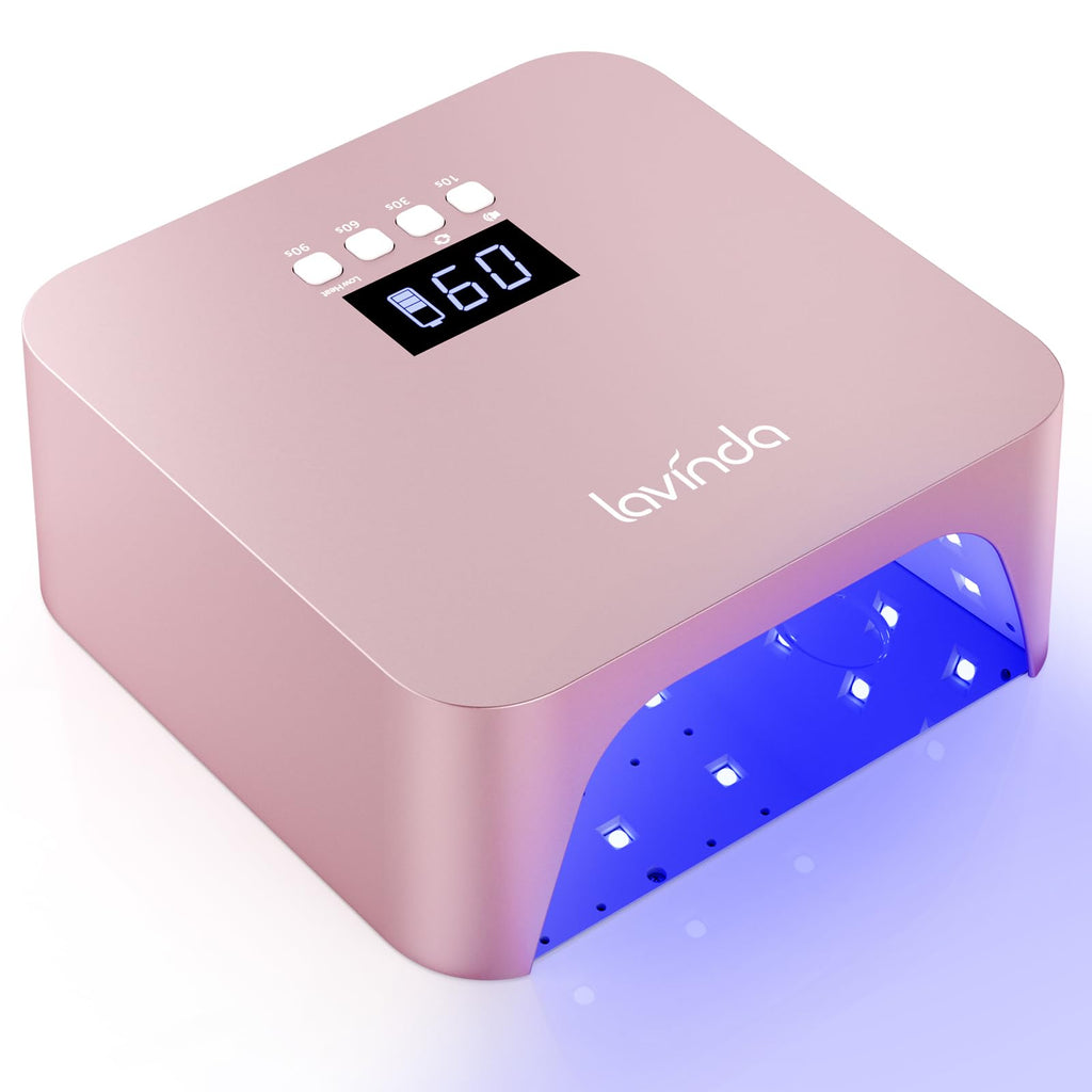 Lavinda 48W Nail Lamp – Rechargeable Cordless UV/LED Gel Dryer (NovaGlow RoseGold)