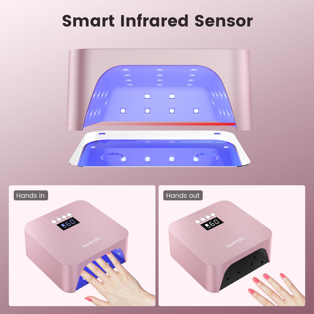 Lavinda 48W Nail Lamp – Rechargeable Cordless UV/LED Gel Dryer (NovaGlow RoseGold)