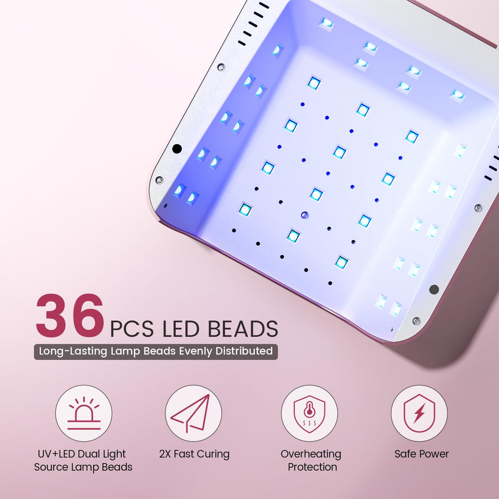 Lavinda 48W Nail Lamp – Rechargeable Cordless UV/LED Gel Dryer (NovaGlow RoseGold)