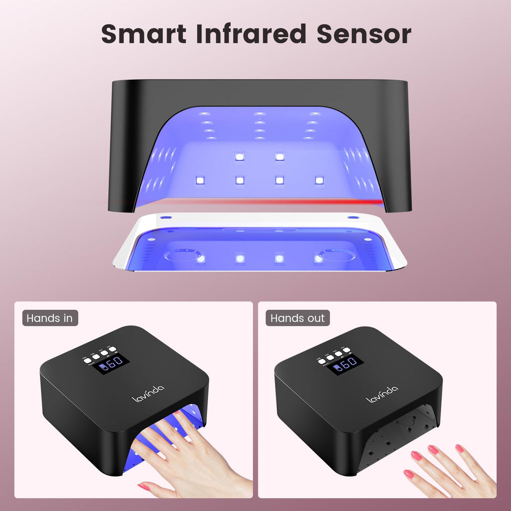 Lavinda NovaGlow Black UV Nail Lamp – 36 LED, 2x Faster Gel Curing, Type-C Recharge