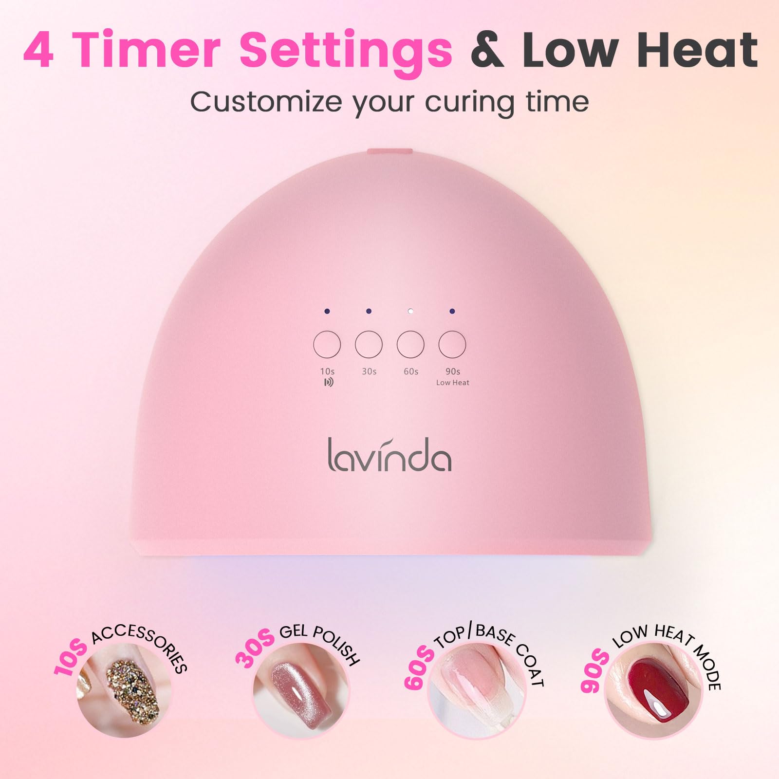 Lavinda 48W UV LED Nail Lamp – Gel Polish Cure, Auto Sensor & 4 Timers