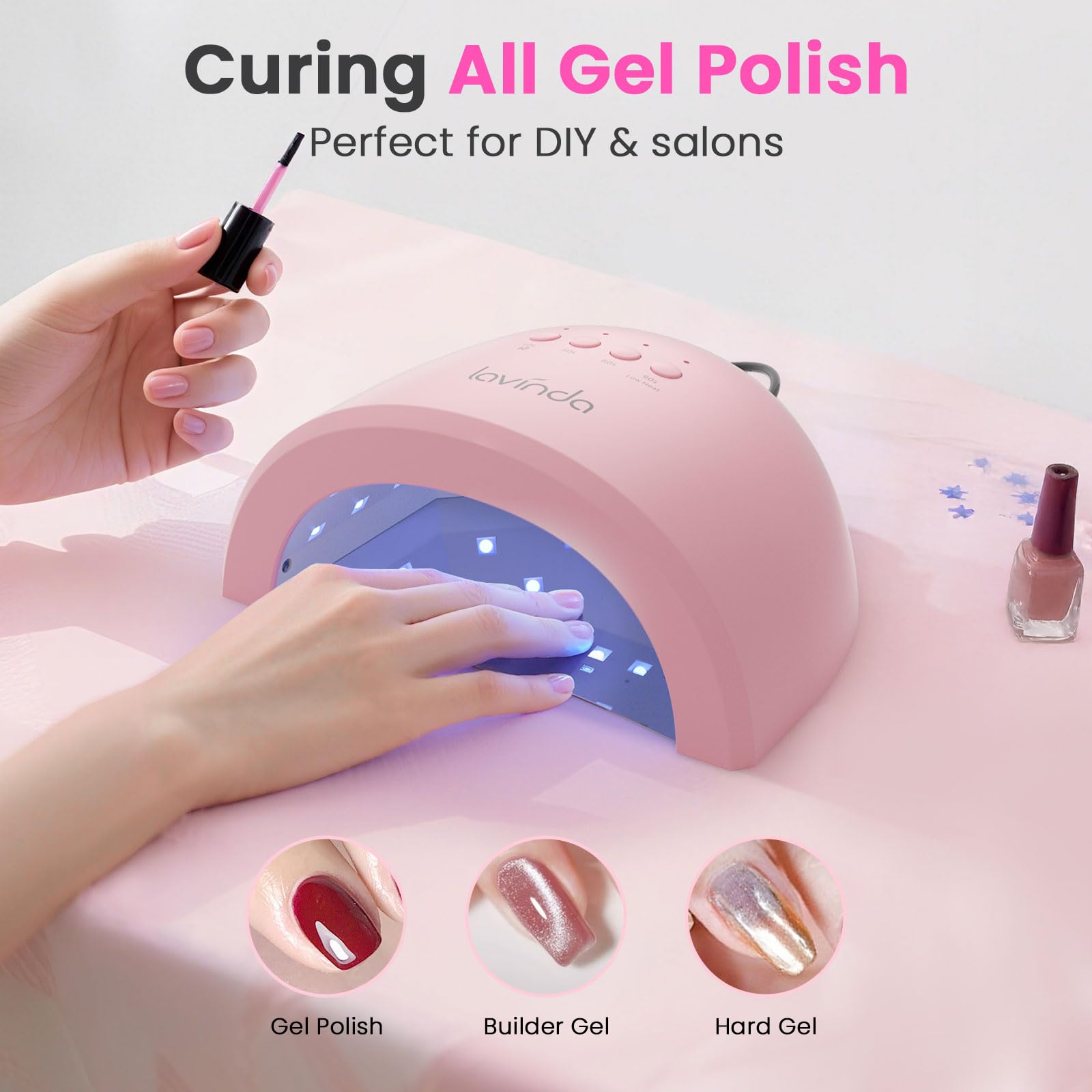 Lavinda 48W UV LED Nail Lamp – Gel Polish Cure, Auto Sensor & 4 Timers