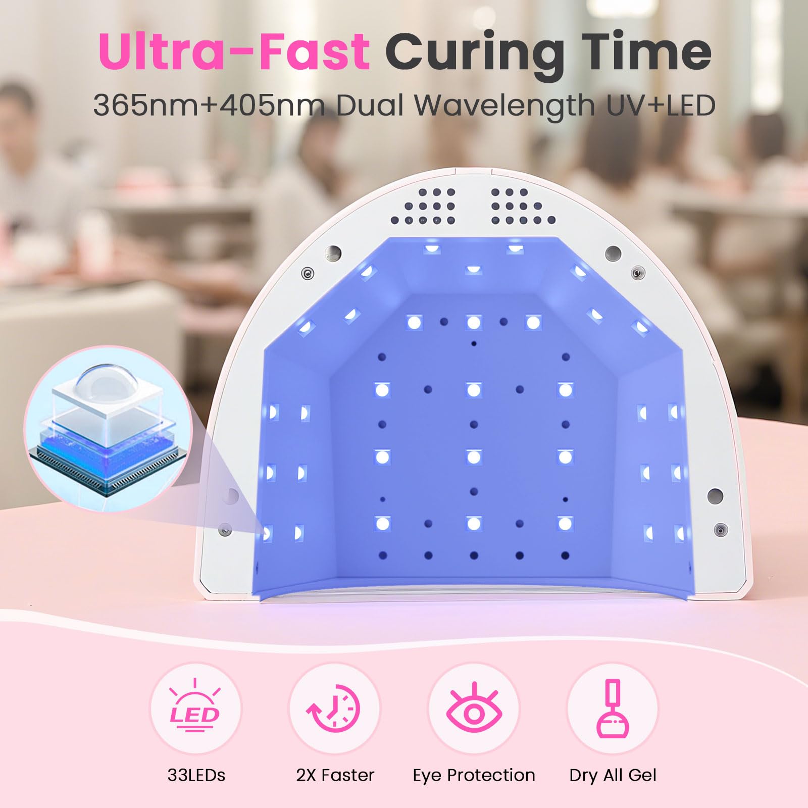 Lavinda 48W UV LED Nail Lamp – Gel Polish Cure, Auto Sensor & 4 Timers