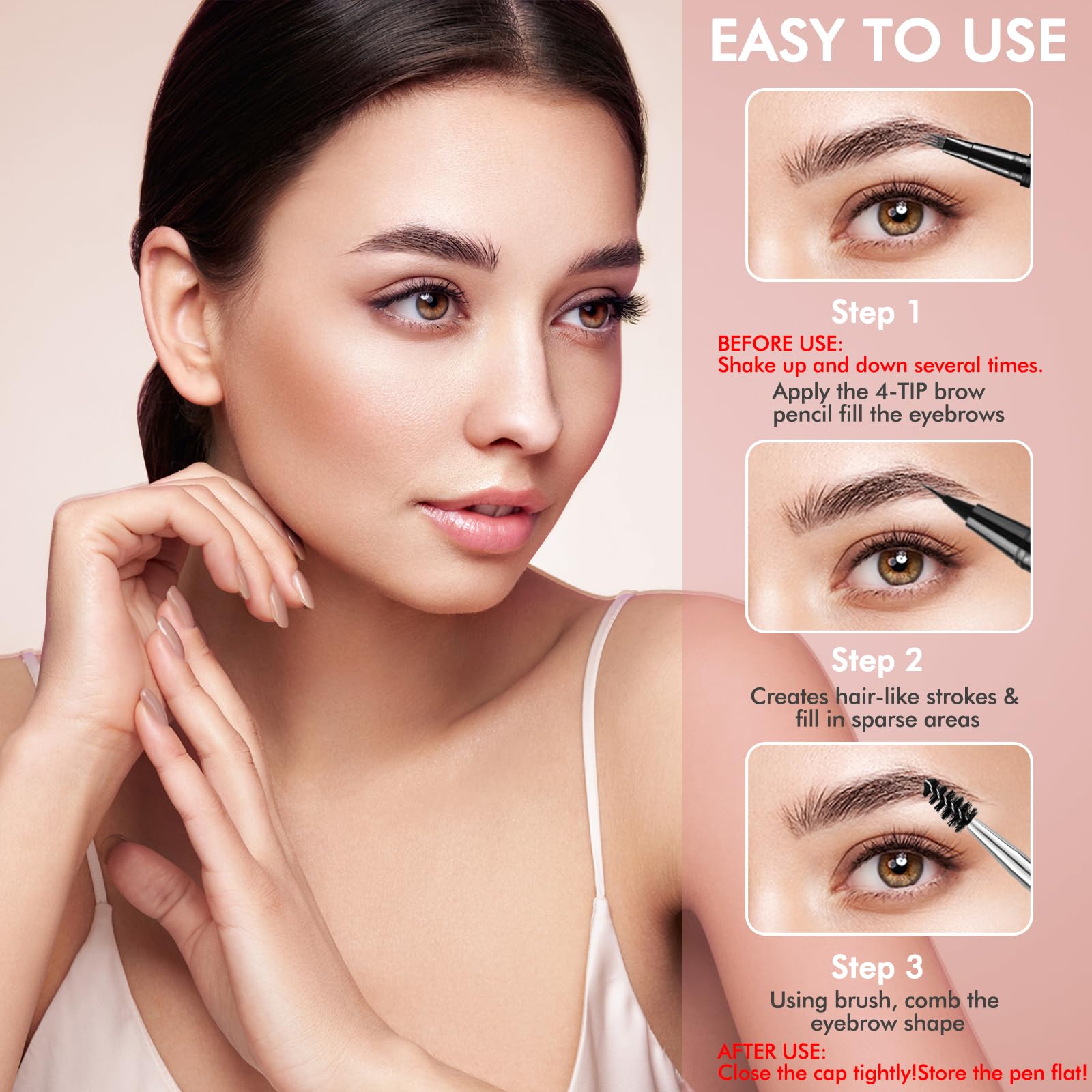 LAVONE Eyebrow Pen 2-in-1 Waterproof Microblade – Dark Coffee