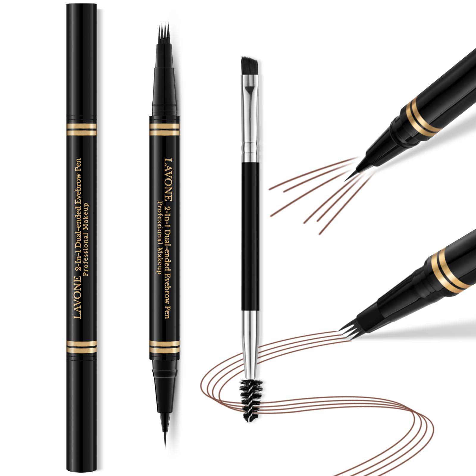LAVONE Eyebrow Pen 2-in-1 Waterproof Microblade – Dark Coffee