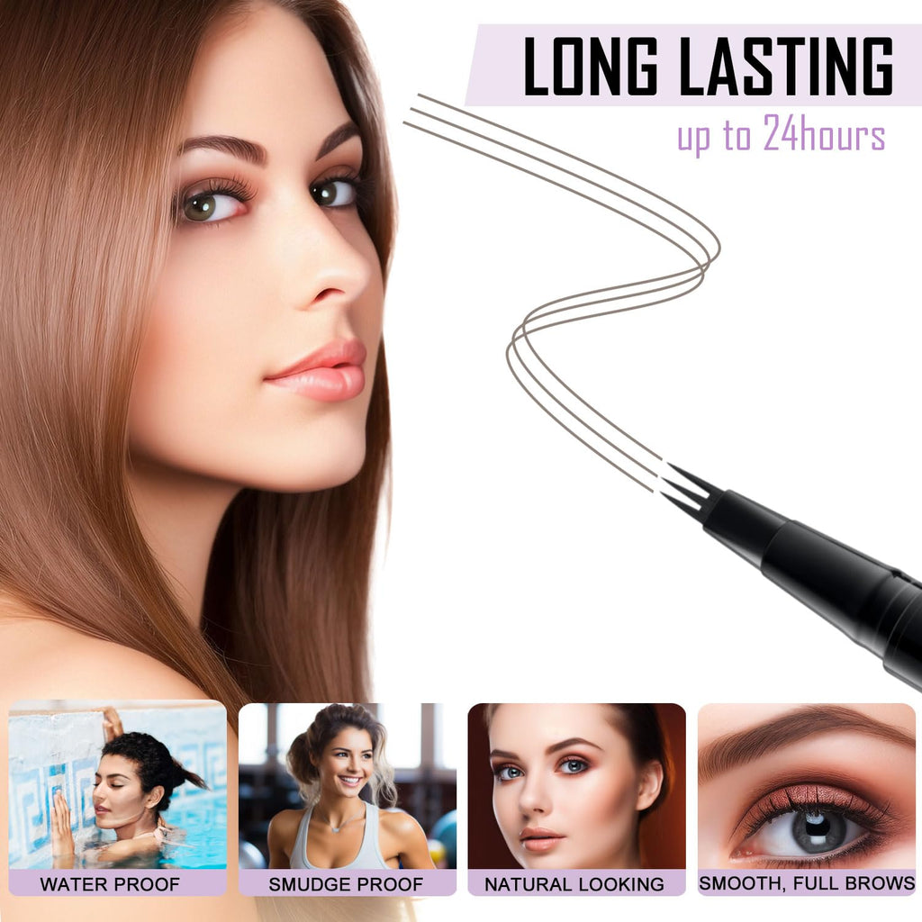 LAVONE Eyebrow Pen 2-in-1 Waterproof Microblade – Grey