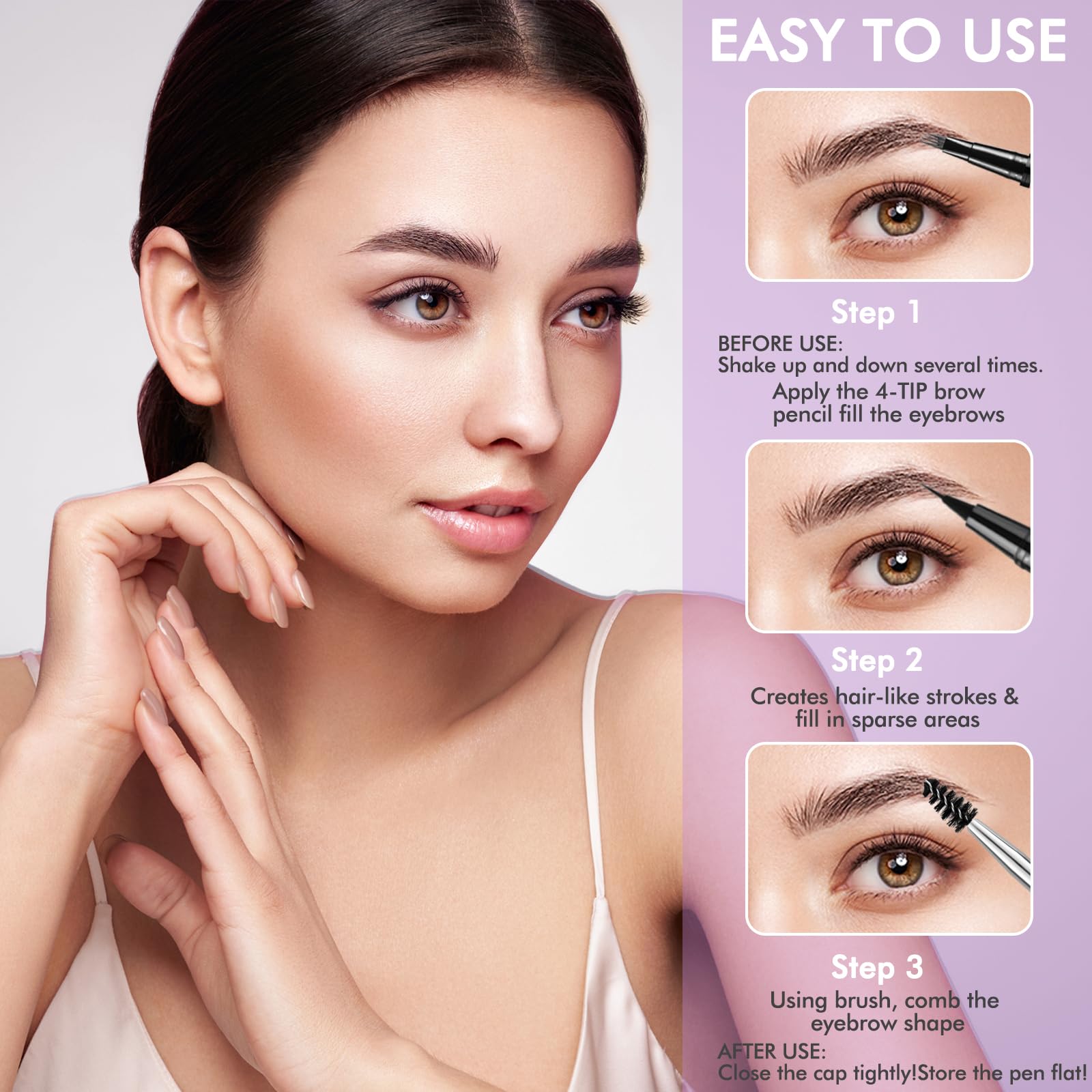 LAVONE Eyebrow Pencil 2-in-1 Waterproof Pen | 3-Tip Microblade & Ultra-Precise Brow