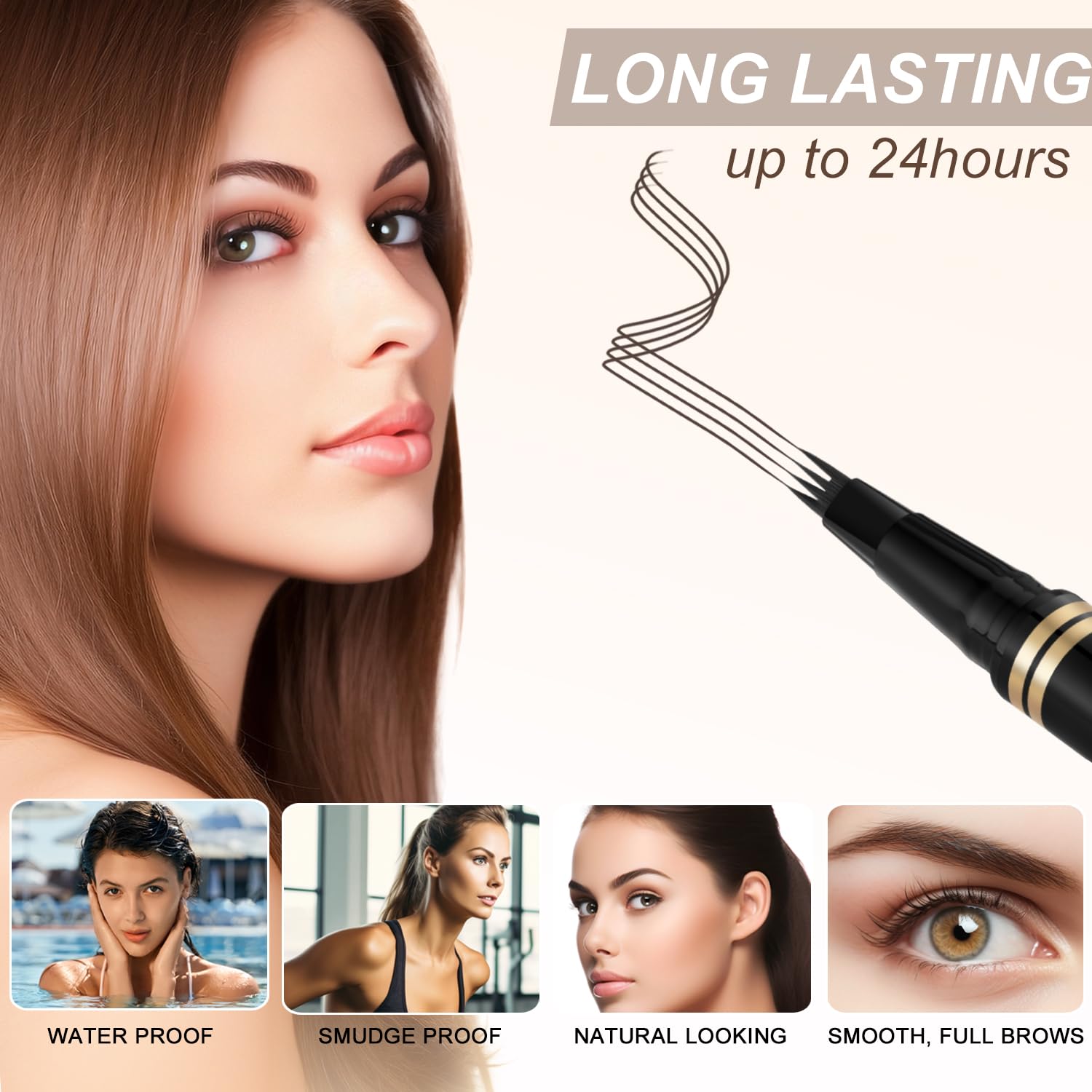 LAVONE Eyebrow Pen 2-in-1 Waterproof Microblading Brow Pencil – Brunette