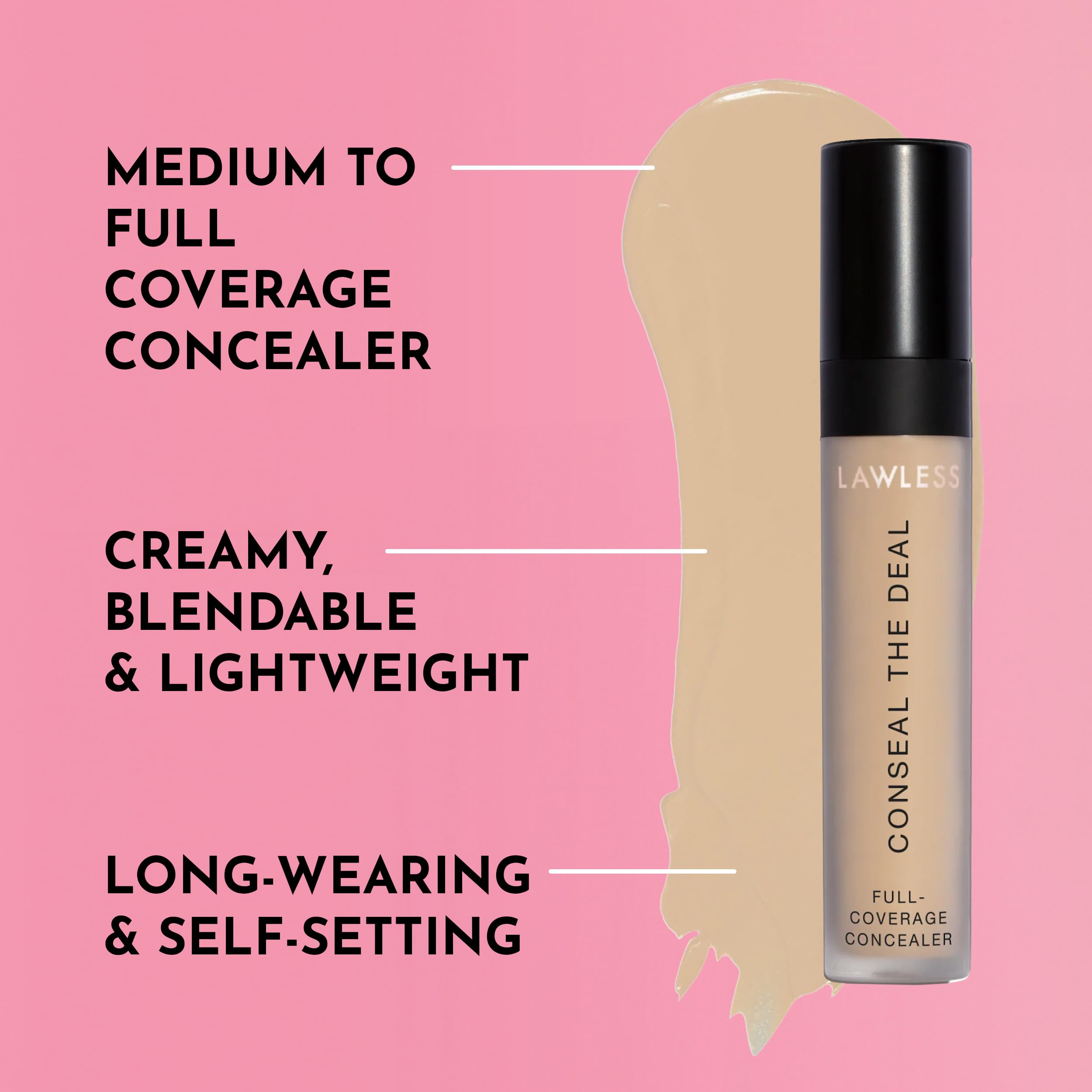 LAWLESS Conseal The Deal Lightweight Longwear Concealer – Cream Puff with Antioxidants & Caffeine