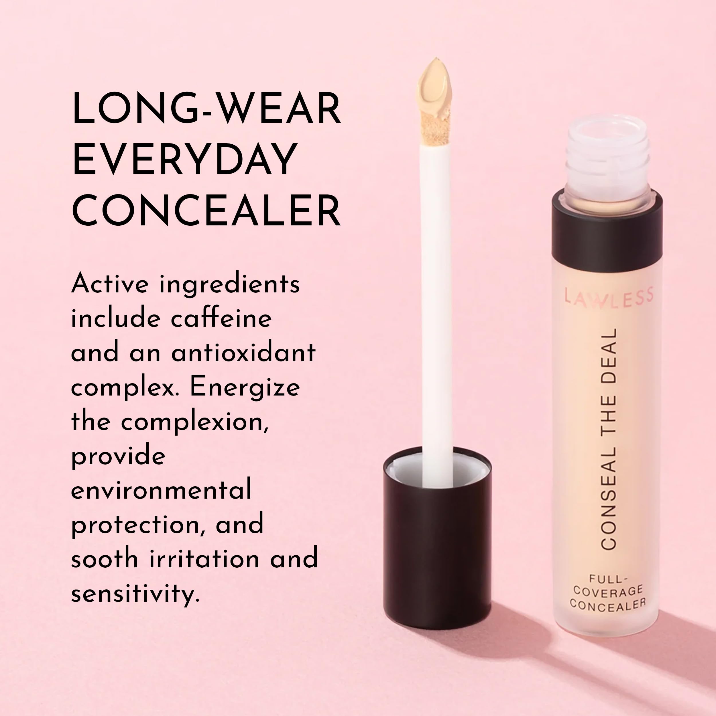 LAWLESS Conseal The Deal Lightweight Longwear Concealer – Cream Puff with Antioxidants & Caffeine