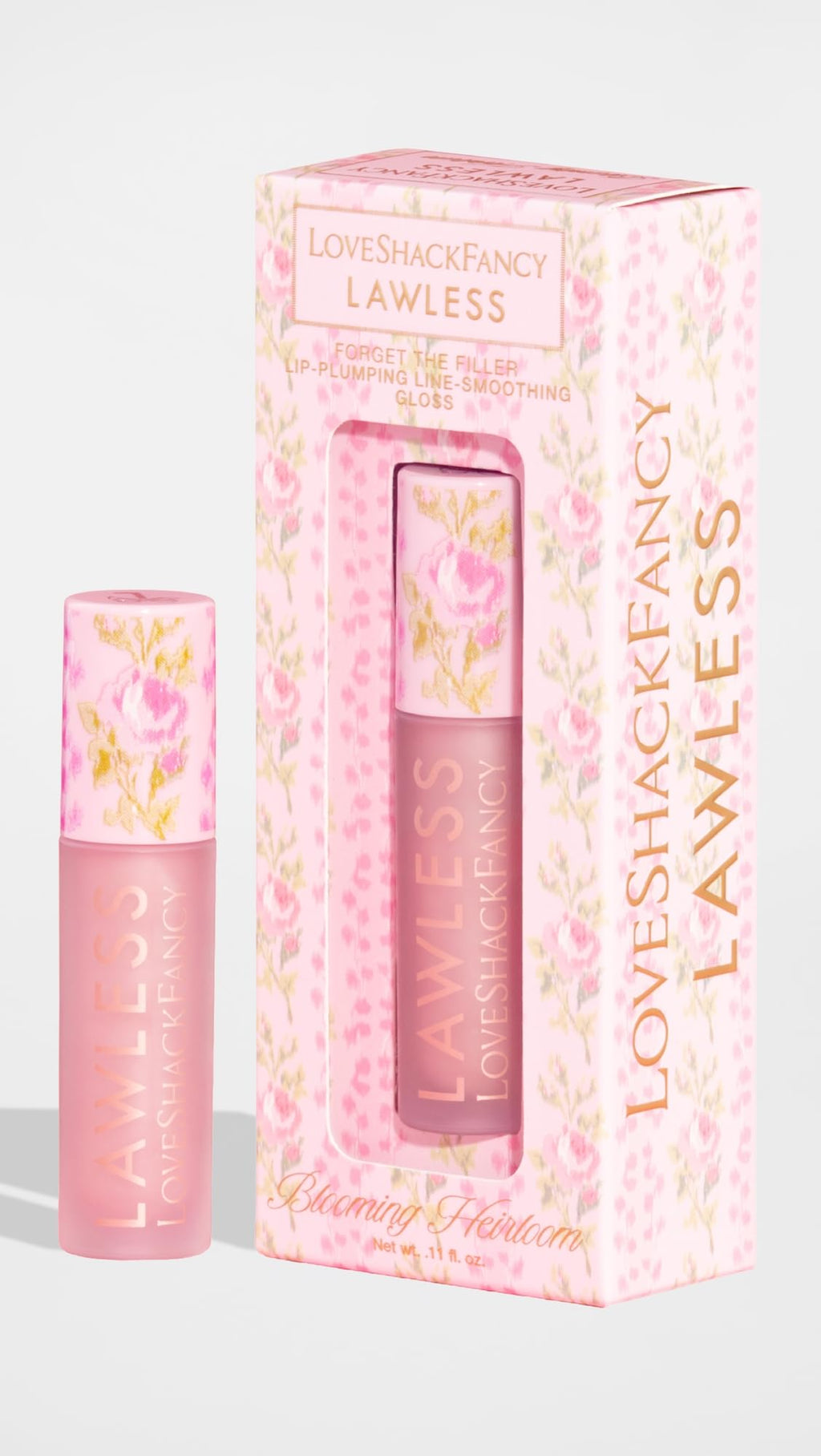 Lawless x LoveShackFancy Forget The Filler Lip Plumping Gloss – Blooming Heirloom Pink, 0.11 oz