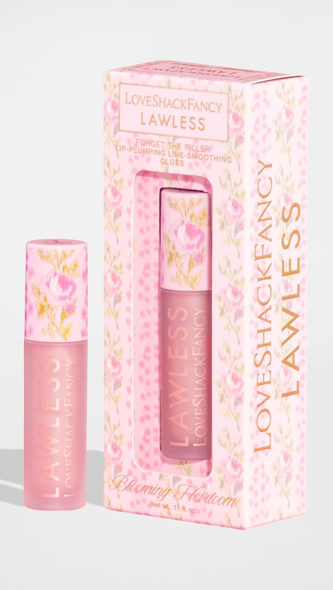 Lawless x LoveShackFancy Forget The Filler Lip Plumping Gloss – Blooming Heirloom Pink, 0.11 oz
