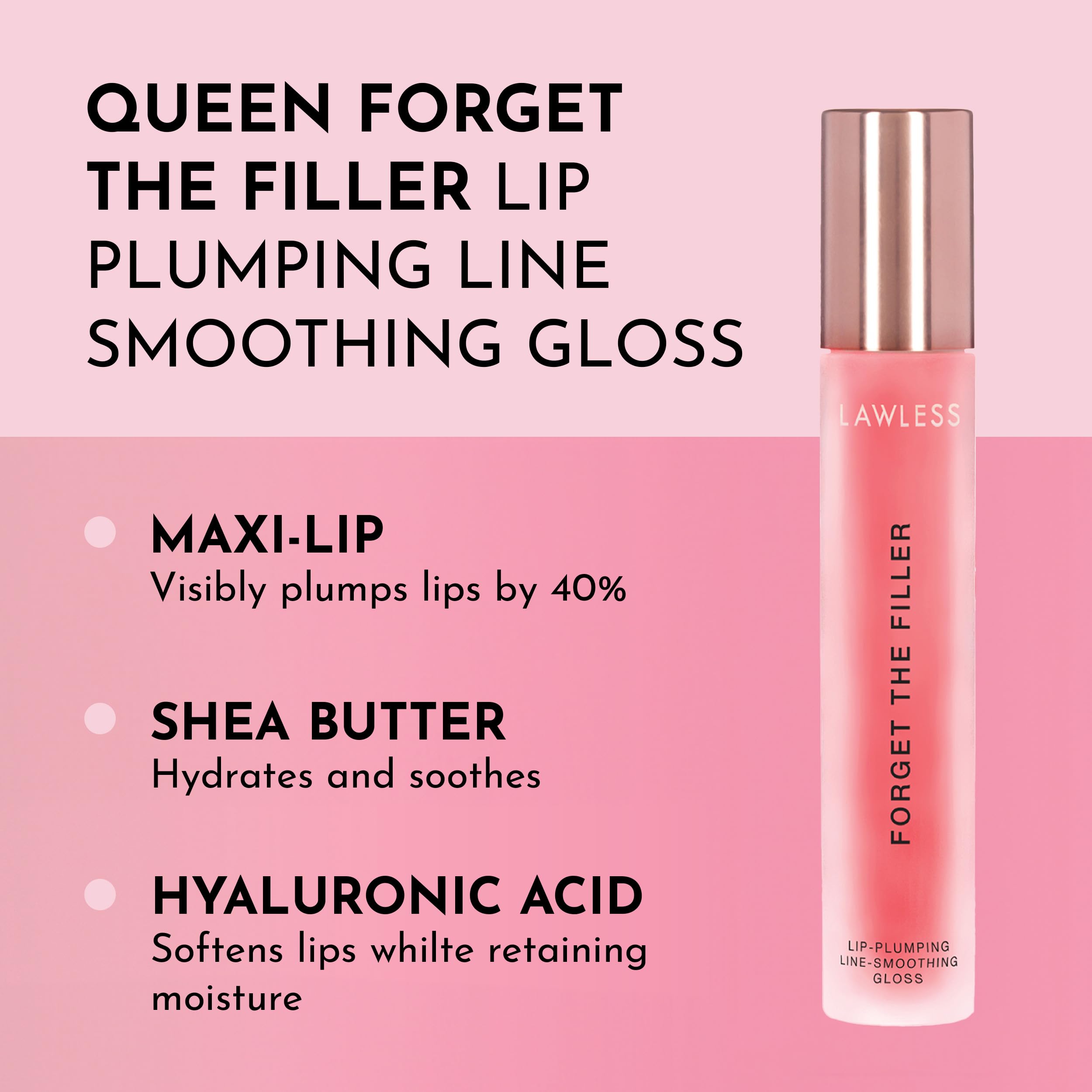 Lawless Forget The Filler Lip Plumper Line Gloss – Queen Size Cherry Vanilla 0.19 oz