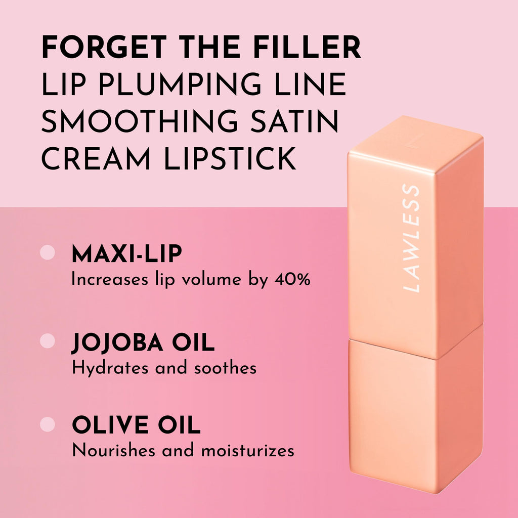 Lawless Forget the Filler Lip-Plumping Satin Lipstick Soft Truffle