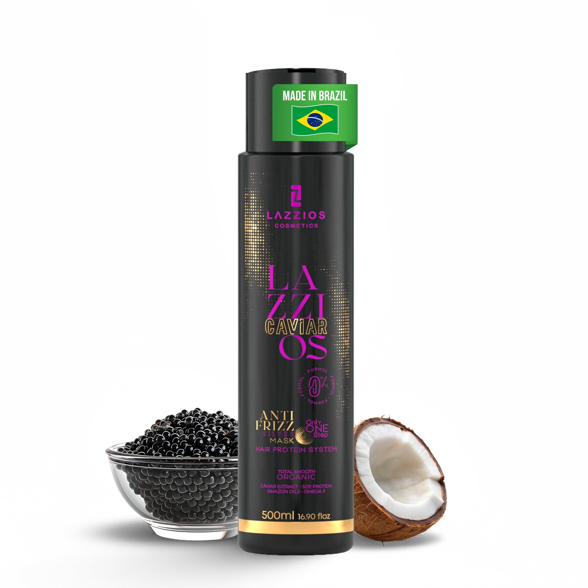 Lazzios Caviar Organic Hair Protein – Formaldehyde-Free Brazilian Keratin Treatment (500 ml)