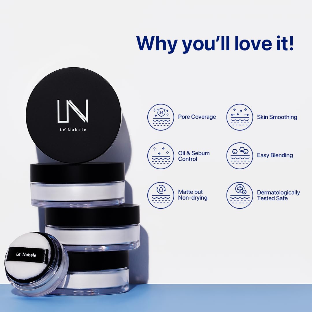Le Nubele Azulene Face Cover Fixing Powder | Translucent Setting, Matte Finish