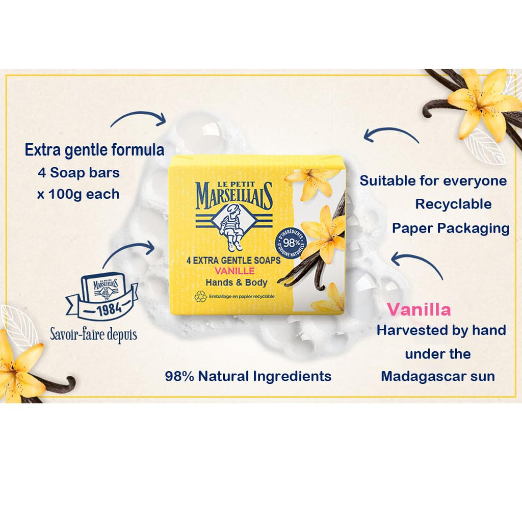 Le Petit Marseillais Vanilla Solid Bath Soap – 4x100g, Sent Directly From France