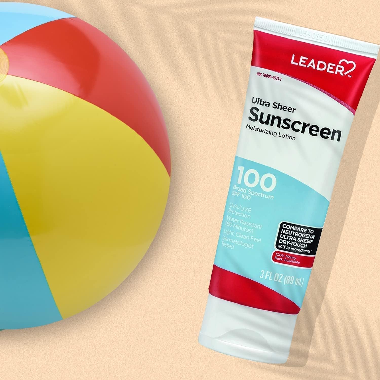LEADER Travel Sunscreen SPF 100+ | Ultra Sheer Dry-Touch, Water-Resistant, Non-Greasy Lotion - 3 Oz (2 Pack)