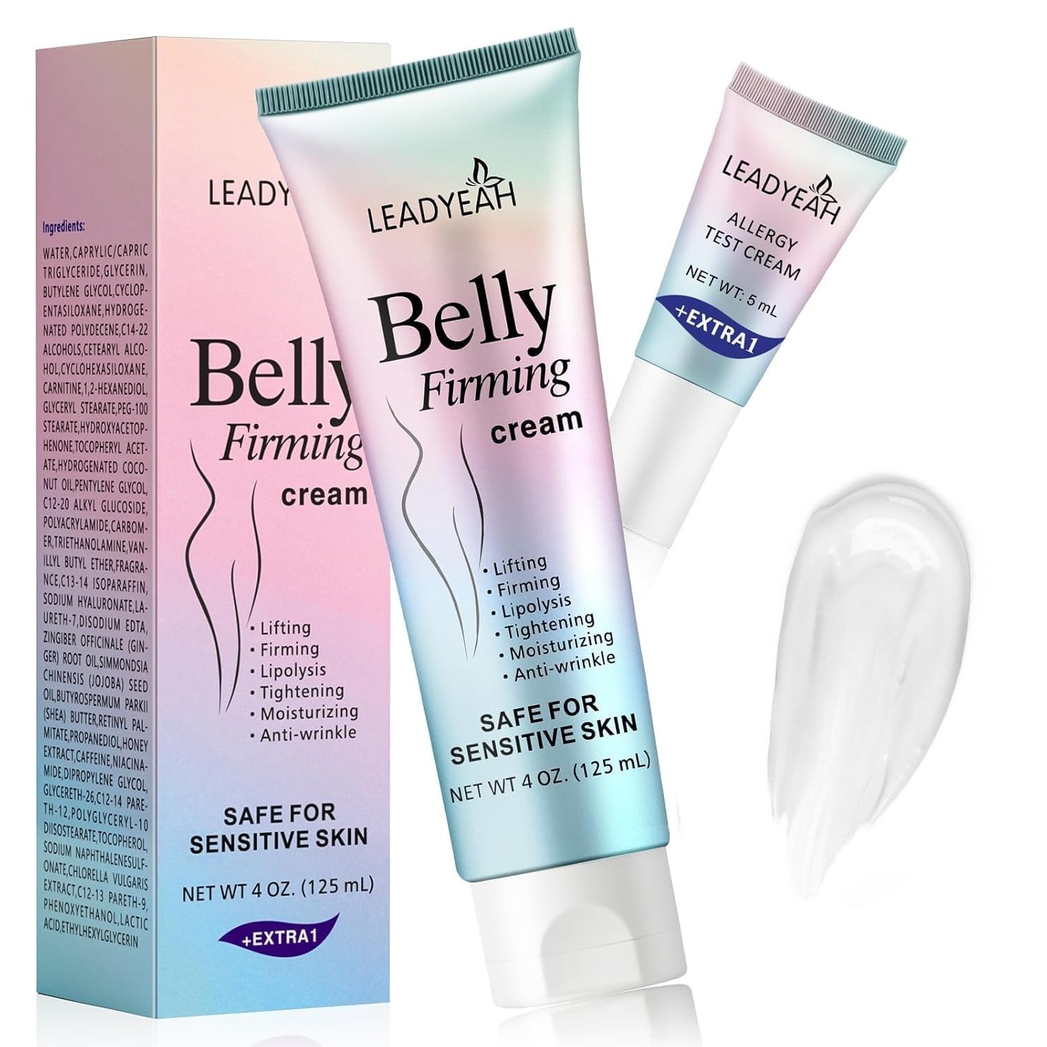 Leadyeah B Flat Belly Firming Cream – Firming, Moisturizing & Lifting for Stomach, Thighs & Butt (125 ml + 5 ml)