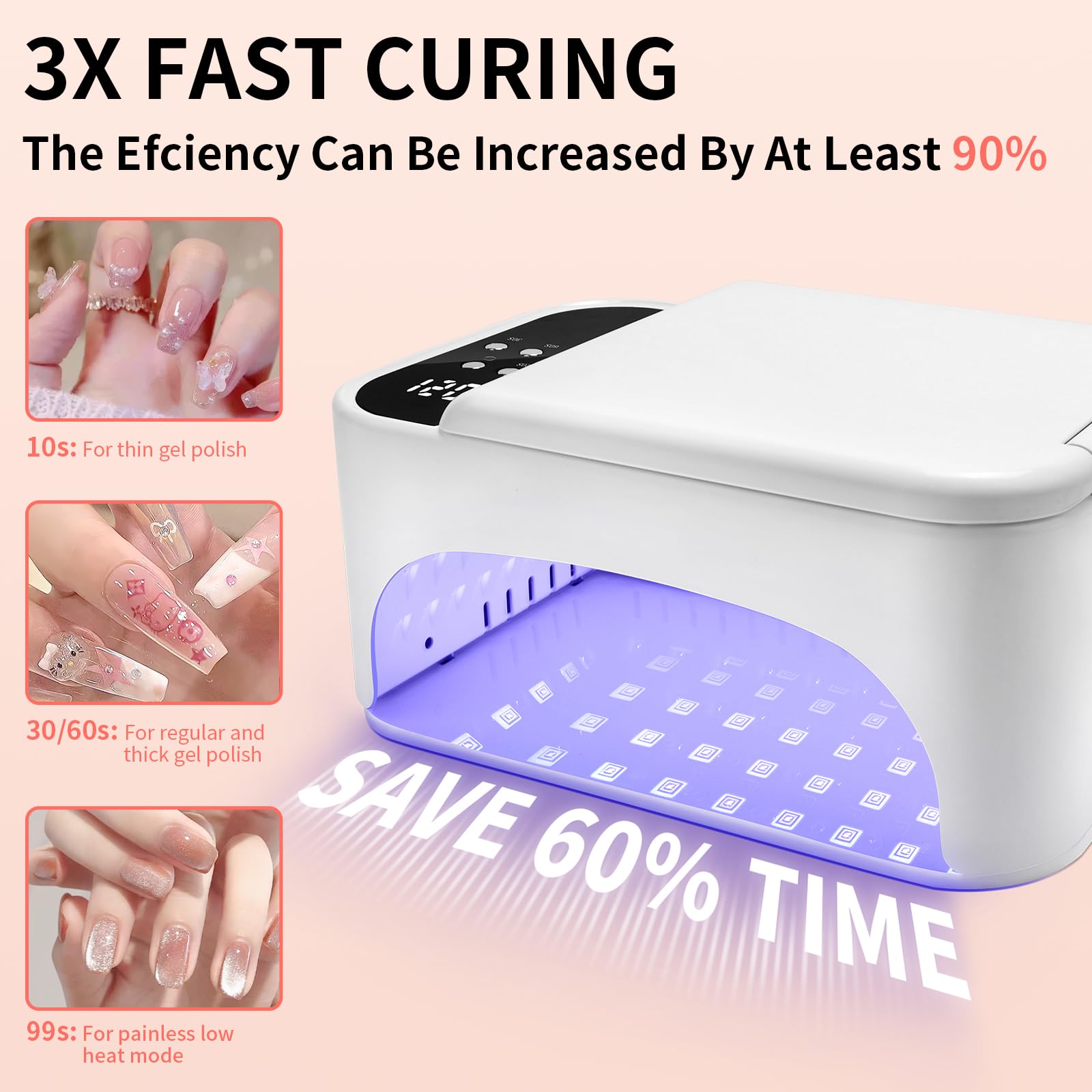 LEDSUUEI 288W UV Nail Lamp – 3-in-1 Gel Nail System with 108 LEDs