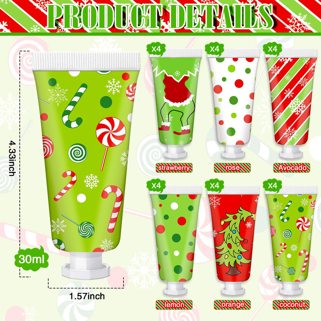 Leelosp 24 Pcs Red & Green Christmas Hand Cream Gift Set — Travel-Size Moisturizers for Stockings