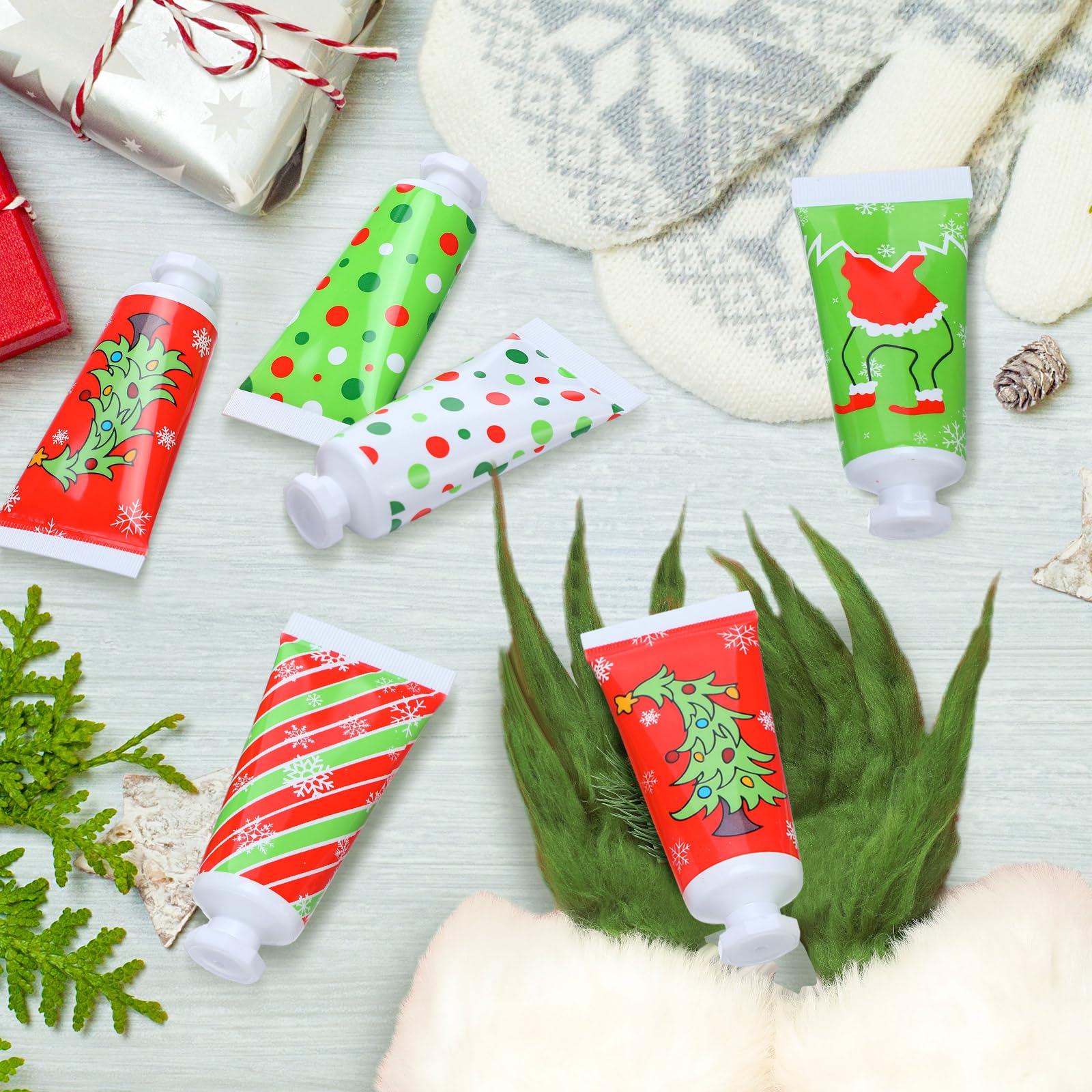 Leelosp 24 Pcs Red & Green Christmas Hand Cream Gift Set — Travel-Size Moisturizers for Stockings