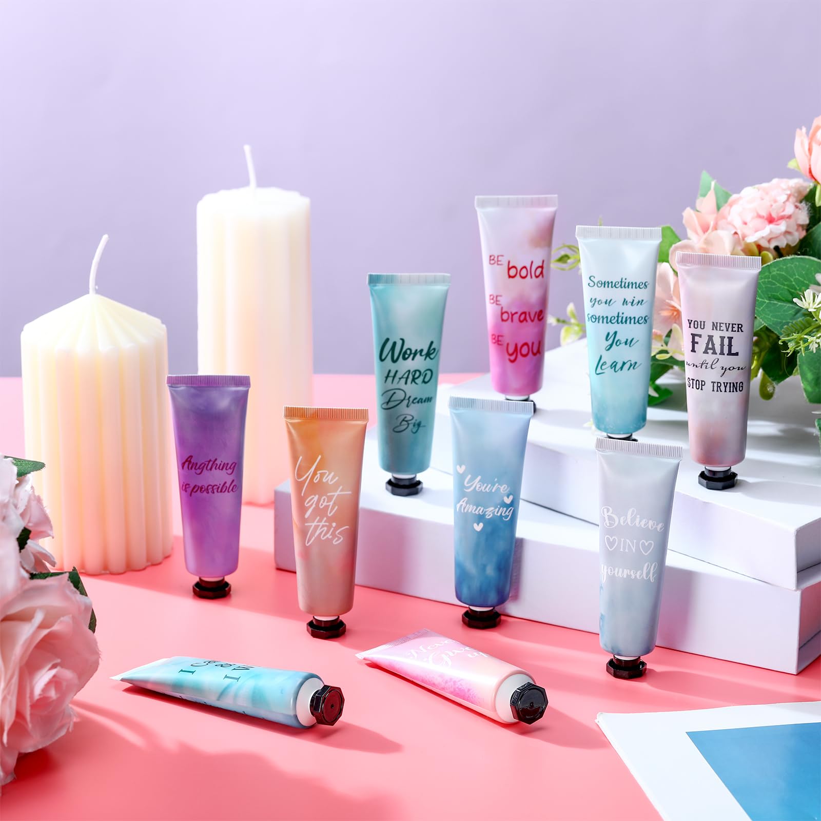 Leelosp 60-Pack Hand Cream Gift Set – Travel-Size, 10 Fragrances, Inspirational Hand Lotion for Women and Teams