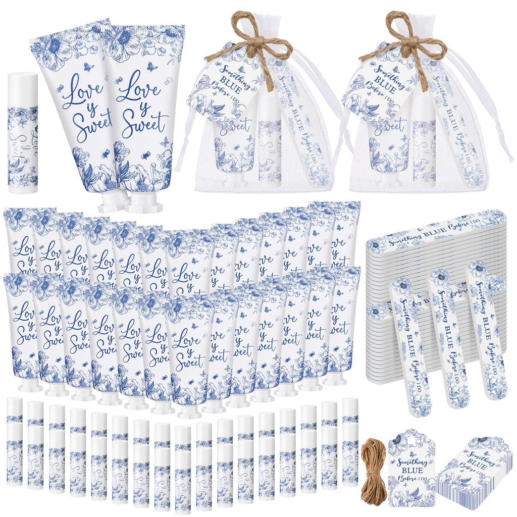 Leelosp Something Blue Bridal Shower Gift Set – 50-Piece Hand Cream, Lip Balm & Nail File
