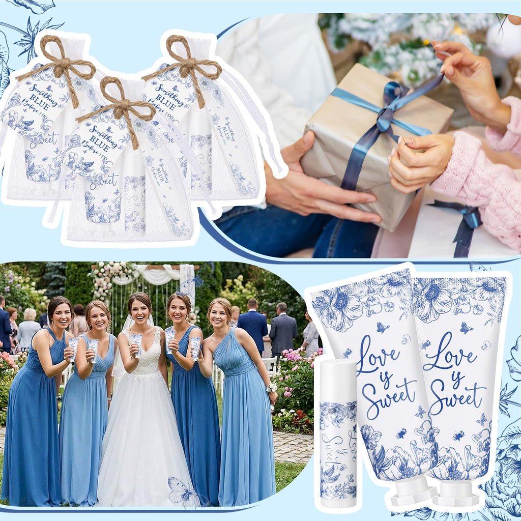 Leelosp Something Blue Bridal Shower Gift Set – 50-Piece Hand Cream, Lip Balm & Nail File