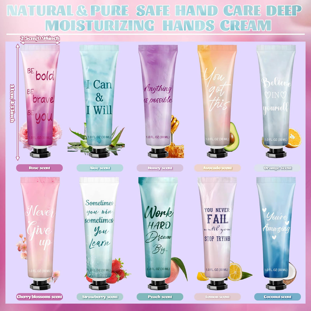 Leelosp 60-Pack Hand Cream Gift Set – Travel-Size, 10 Fragrances, Inspirational Hand Lotion for Women and Teams