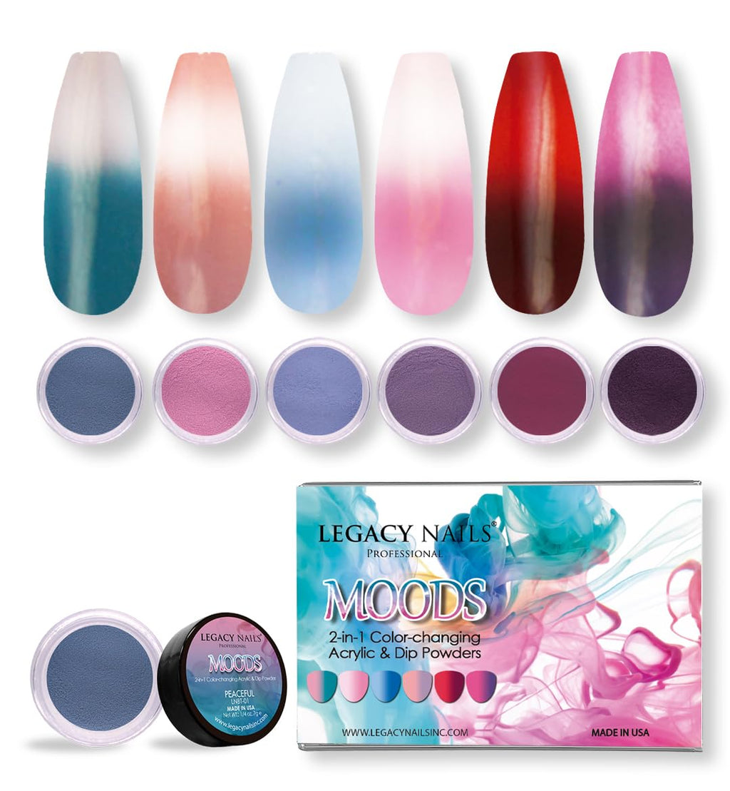 Legacy Nails Mood Collection: 6-Color Color-Changing Acrylic & Dip Powder Kit
