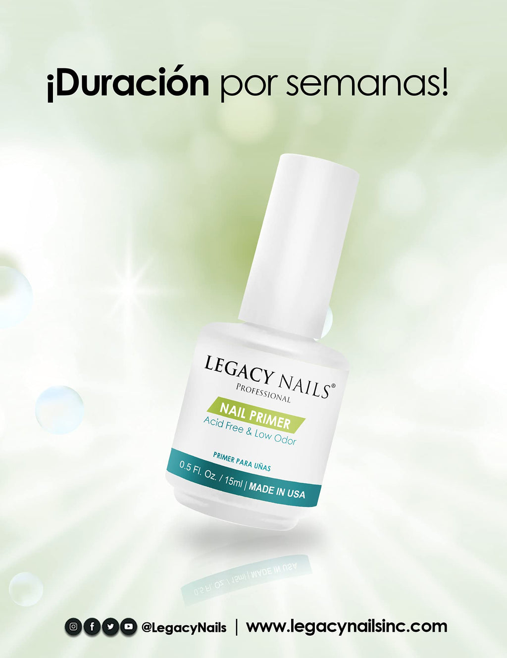 Legacy Nails Nail Primer 0.5oz/15ml – Acid-Free, Low Odor, pH Leveling Polymer