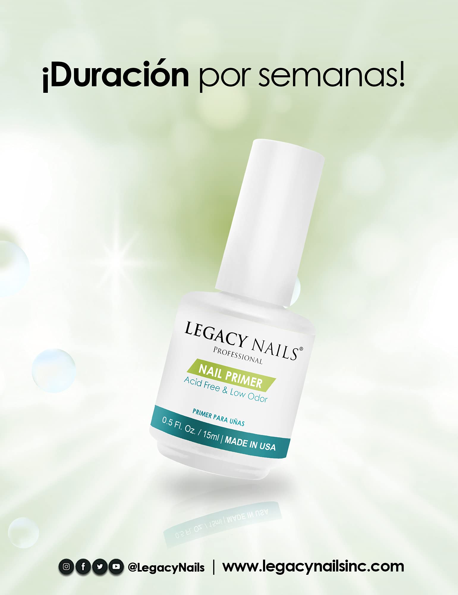 Legacy Nails Nail Primer 0.5oz/15ml – Acid-Free, Low Odor, pH Leveling Polymer